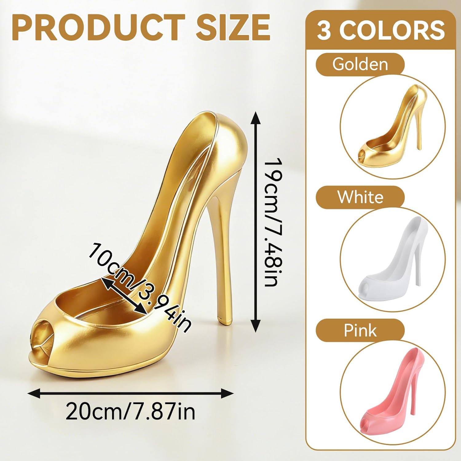 Wine Bottle Holder, Highheeled Shoe Shape Wine Rack Countertop Storage Stand for Kitchen Restaurant Bar Hotel (Gold)