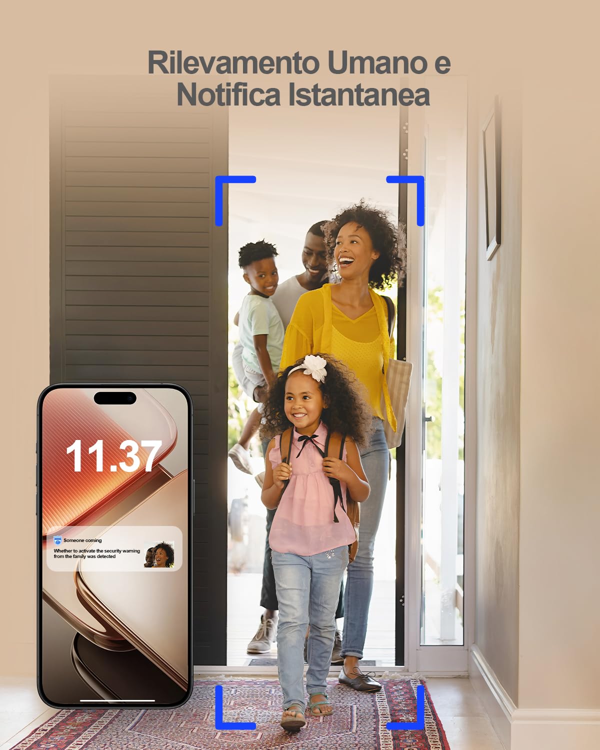 usogood Telecamera WiFi Interno 4MP, Videocamera Sorveglianza 360° per Bambini/Animali con Rilevamento e Tracciamento del Movimento, Sirena, 2.4G&5G WiFi, Visione Notturna, Audio Bidirezionale