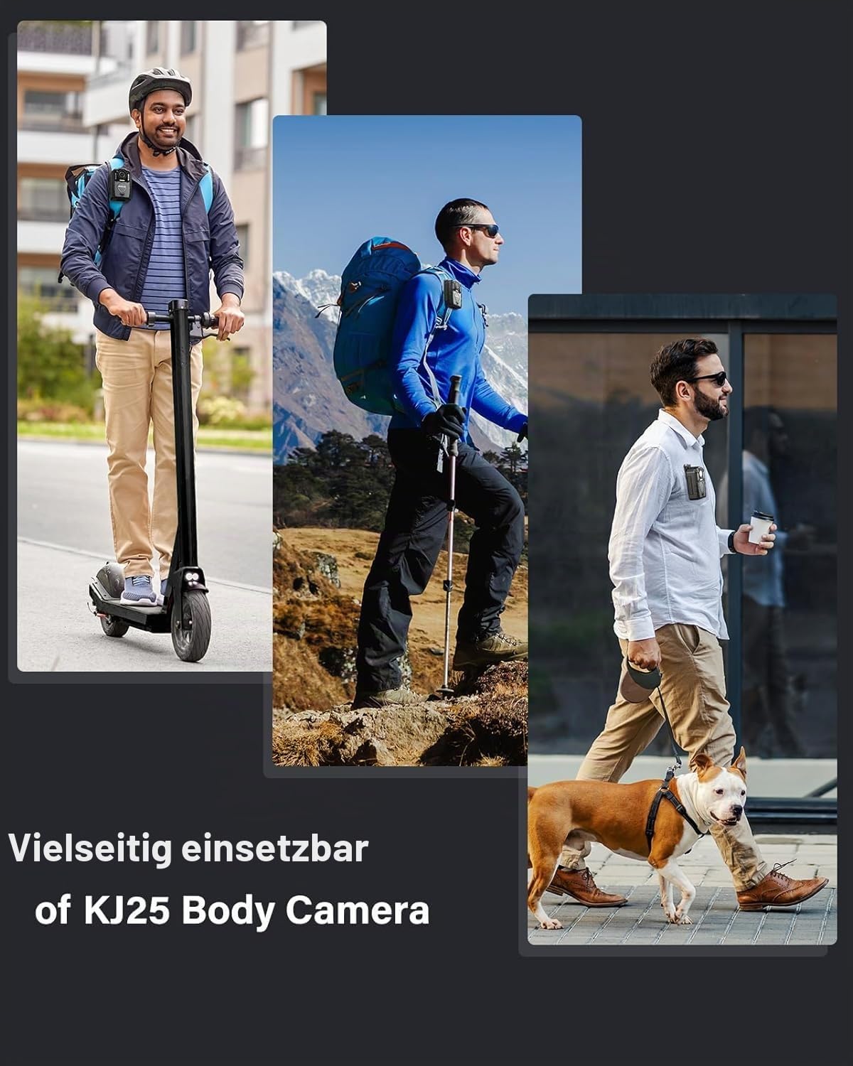 BOBLOV KJ25 1080P 256 GB Körperkamera, Body Cam, 3000 mAh mit 10–13 Stunden Aufnahmezeit, Body Camera mit Nachtsicht, für Lieferungen, Strafverfolgung (256 GB)
