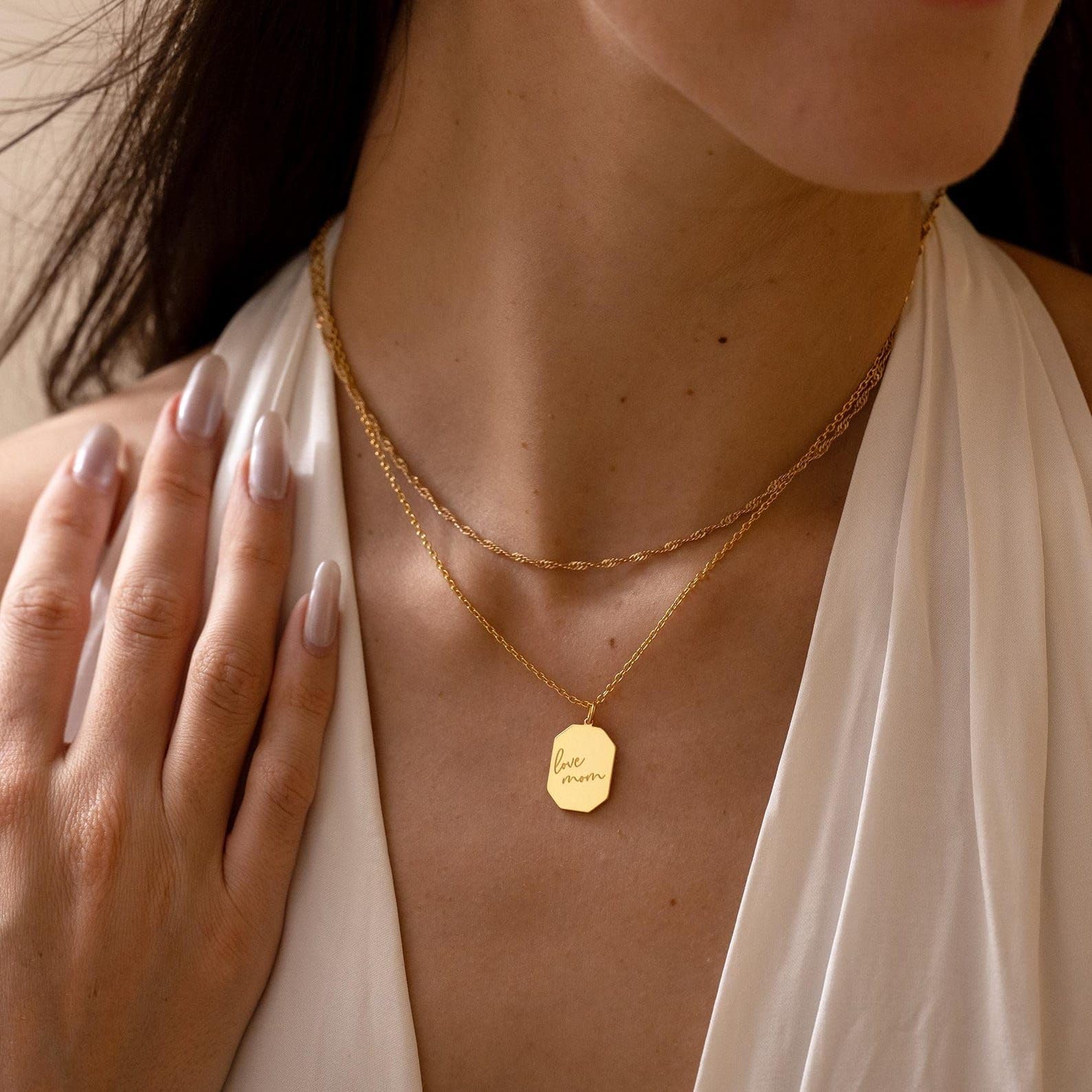 Inciso reale collana con scrittura a mano, su misura targhetta collana, personalizzato commemorativo reale firma gioiello per lei, Natale per lei
