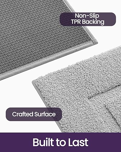 Miniatura 4 de DEXI Alfombra de baño de 36 x 24 pulgadas, lavable antideslizante para suelo de ducha, tapete de baño absorbente de secado rápido con respaldo