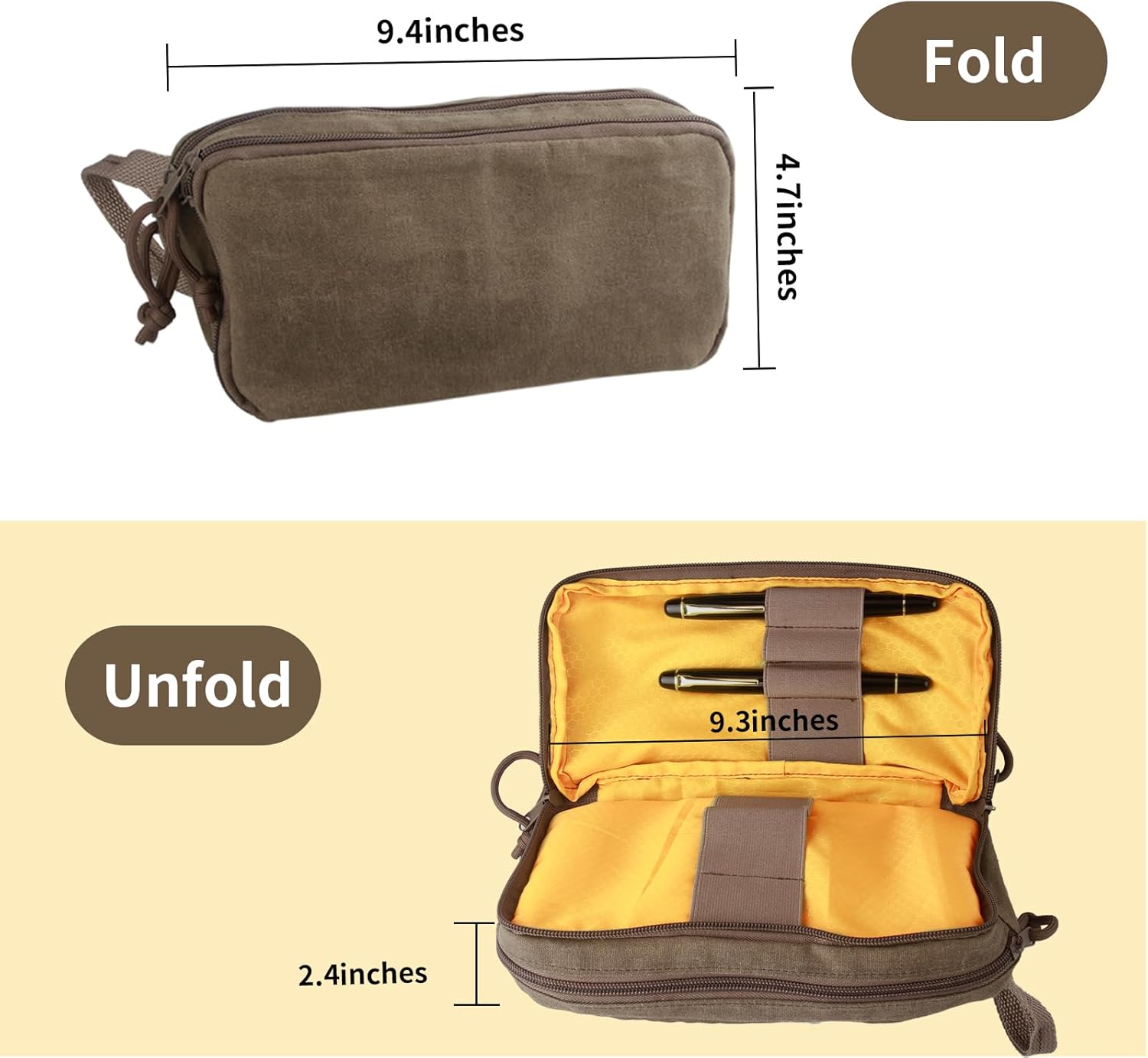 Multipurpose EDC Pouch Pen Case, Waxed Canvas EDC Bag, Small Tool Bag Pen Pouch, Water Resistant EDC Pocket Organizer, Mini Canvas Pouch for Motorcycle, Bike, EDC, Pen, Pencil, Travel