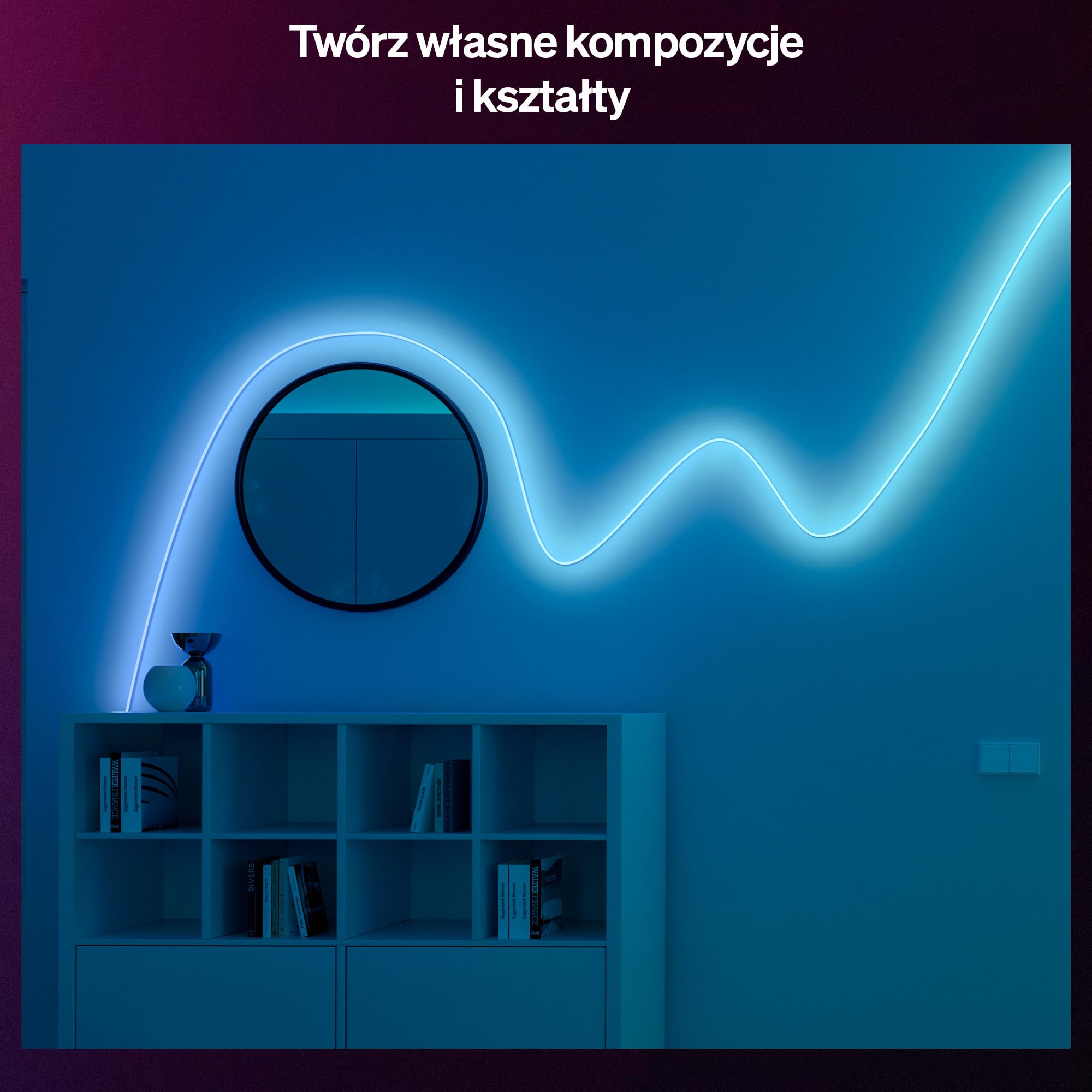 Hue Essential 5-Metrowa LED Taśma LED Flex, RGBIC, Żywe Kolory i Nastrój, Elastyczne Oświetlenie Wewnętrzne, Łatwy Montaż, Aplikacja i Kontrola Głosowa, Alexa, Google Assistant i Apple Home