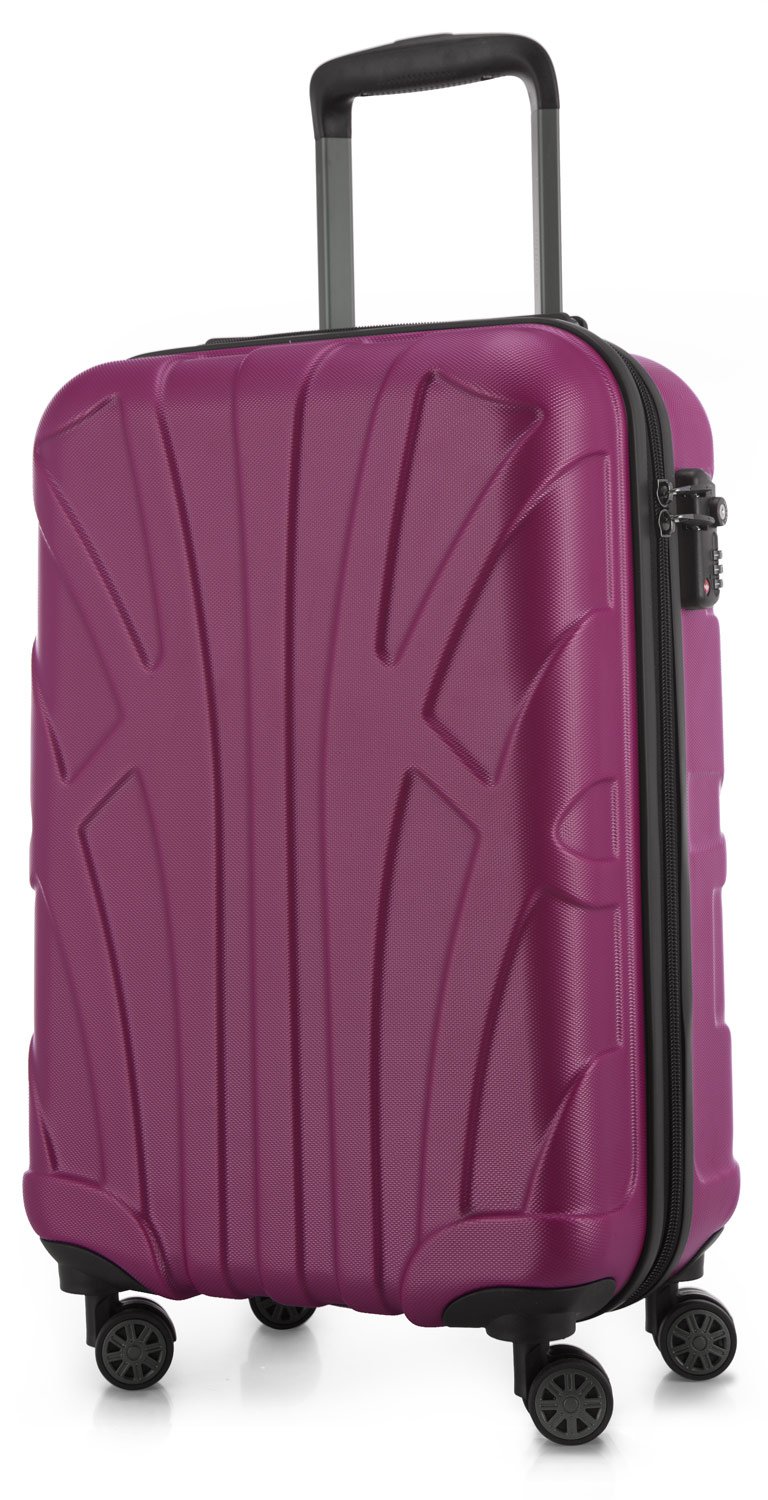suitline Handgepäck Hartschalenkoffer 55x35x20 cm (34 L) ABS Kabinenkoffer mit TSA Schloss 4 Doppelrollen Teleskopgriff leicht robust Bordgepäck für Flugreisen Wochenendtrip Business, Magenta