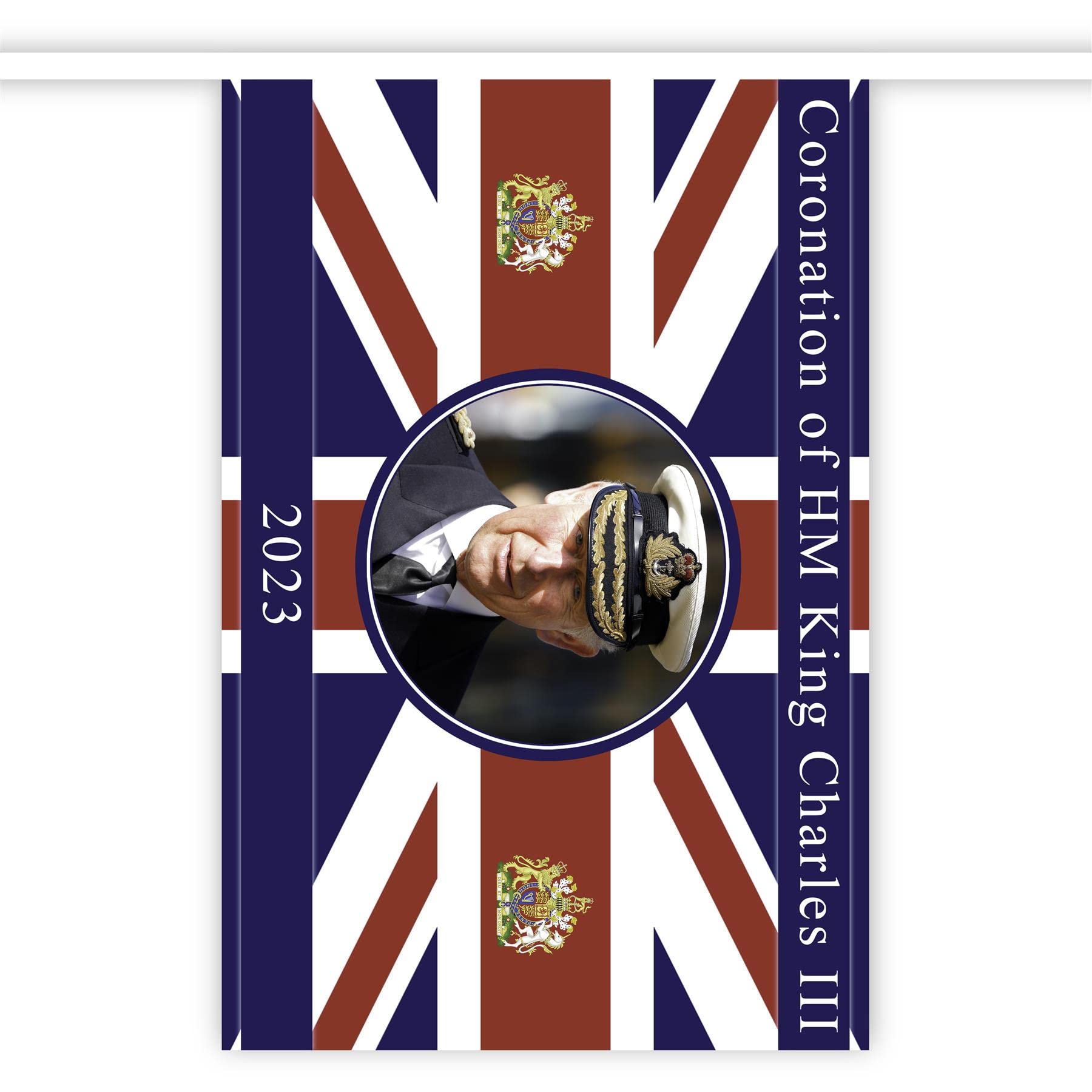 Large Polyester 20m/66ft Bunting King Charles III Portrait 48 Union Jack Flags King's Coronation Celebration Banner Royal Family UK British Street Party Decoration - Image 3