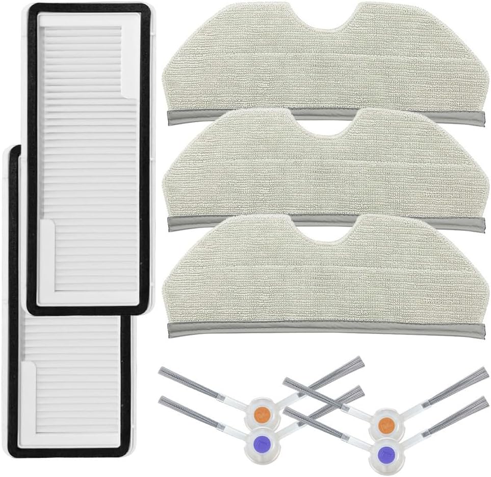 Replacement Accessories Kit for Narwal for Freo X for ULTRA & for Freo X Plus for K1 Robot Vacuum Cleaner Parts, 4 Side Brush, 2 Filter, 3 Mop Cloth