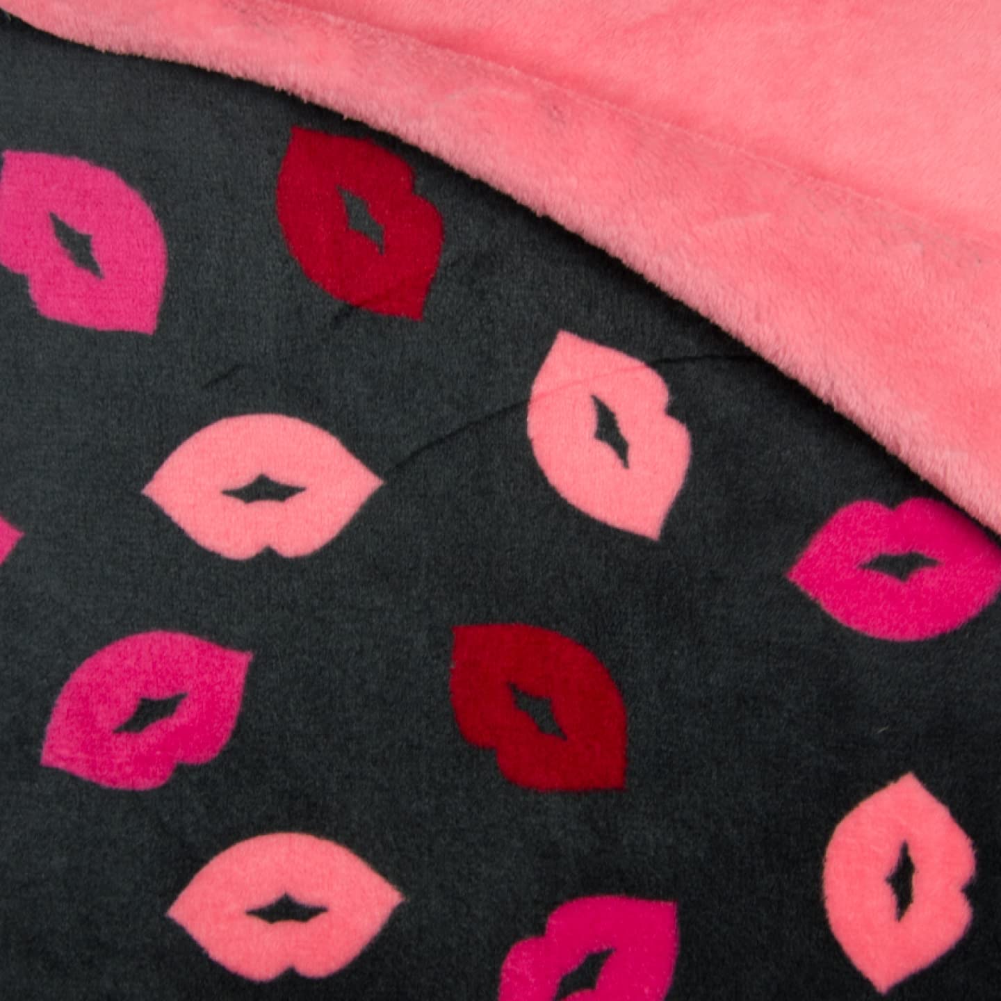 Reversible Super Soft Cuddle Fleece Fabric Material - Lips Grey, 5Mtr - 500cmx150cm