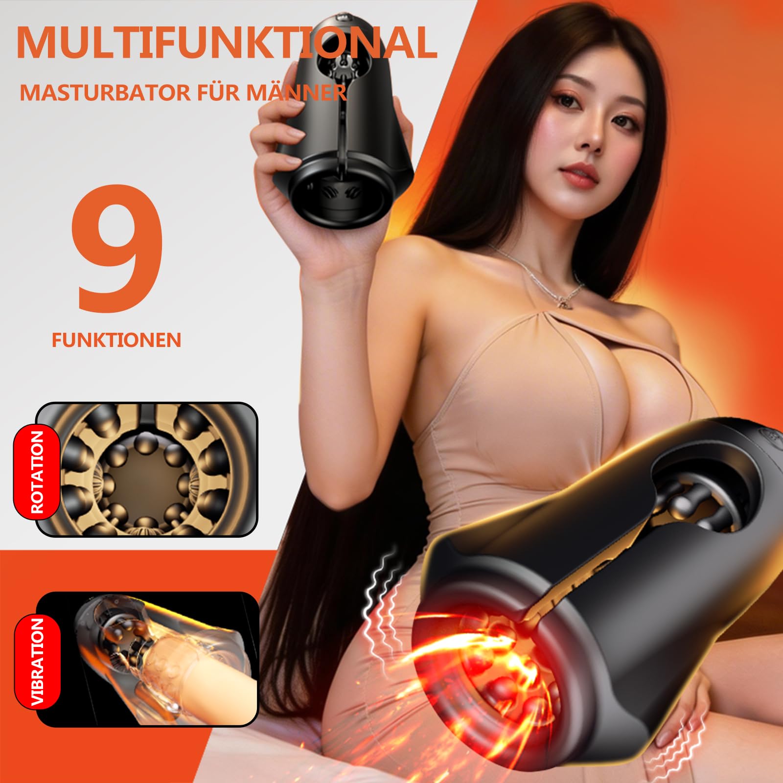 Penistrainer Masturbieren für Manner, 9 Vibrations und 9 Rotierend, Penis Vibrator Masturbator Sex Spielzeug für die Männer, Stärker Power Penis Vibrator & APP