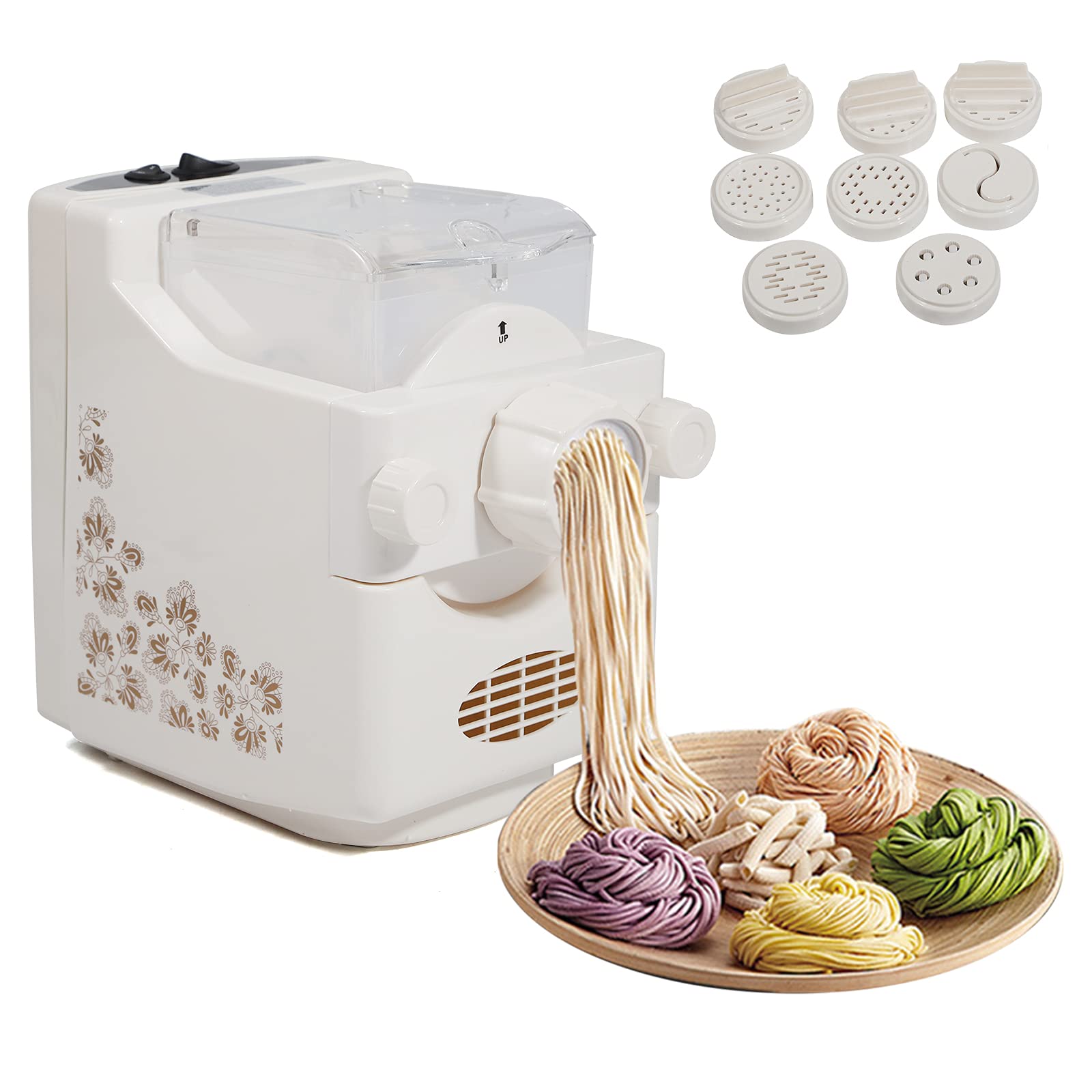 Maquinaria de pasta, máquina eléctrica de 260 W, máquina de hacer pasta totalmente automática, capacidad de 500 g, hay 13 tipos de formas, máquina de pasta doméstica, máquina para hacer pasta de masa
