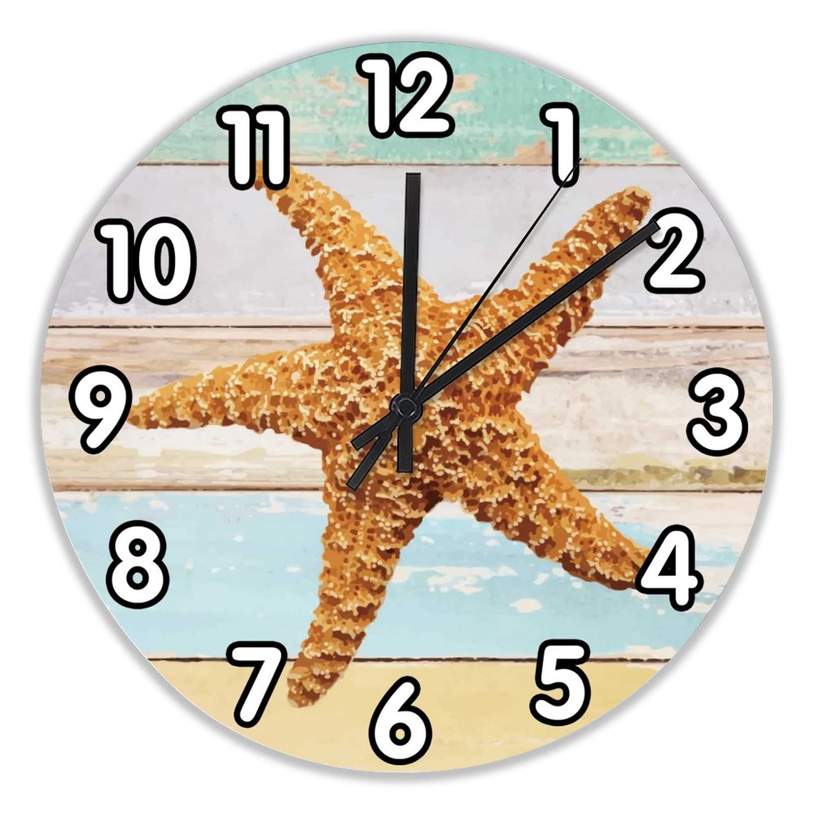 Horloge sans tic-tac Étoile De Mer pendule murale silencieuse de cuisine ronde ronde 25cm