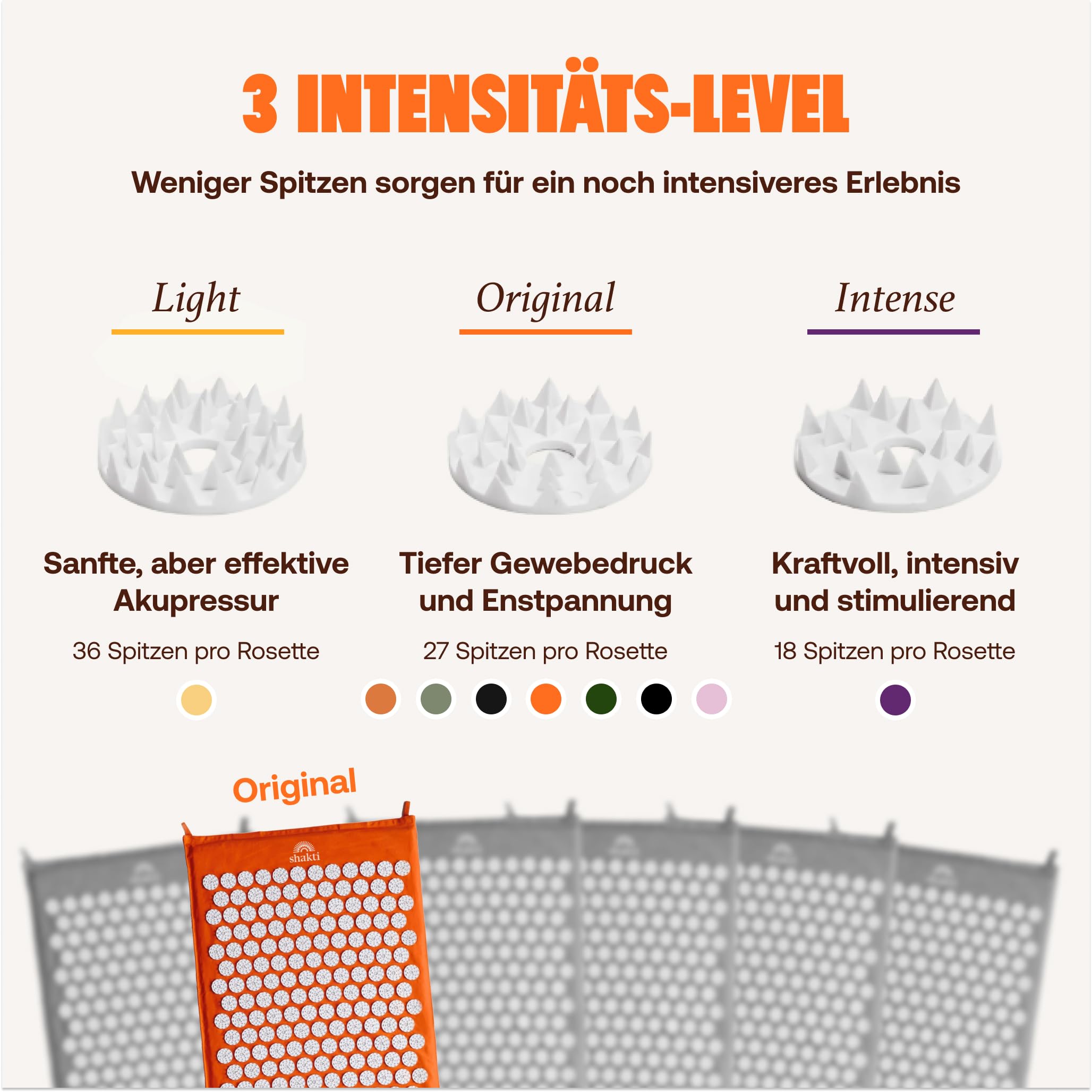 ShaktiMat [Das Original seit 2007] Akupressurmatte zur Entspannung für Rücken, Nacken, Füße, Ethische Handarbeit, GOTS-zertifizierte Bio-Baumwolle, Orange