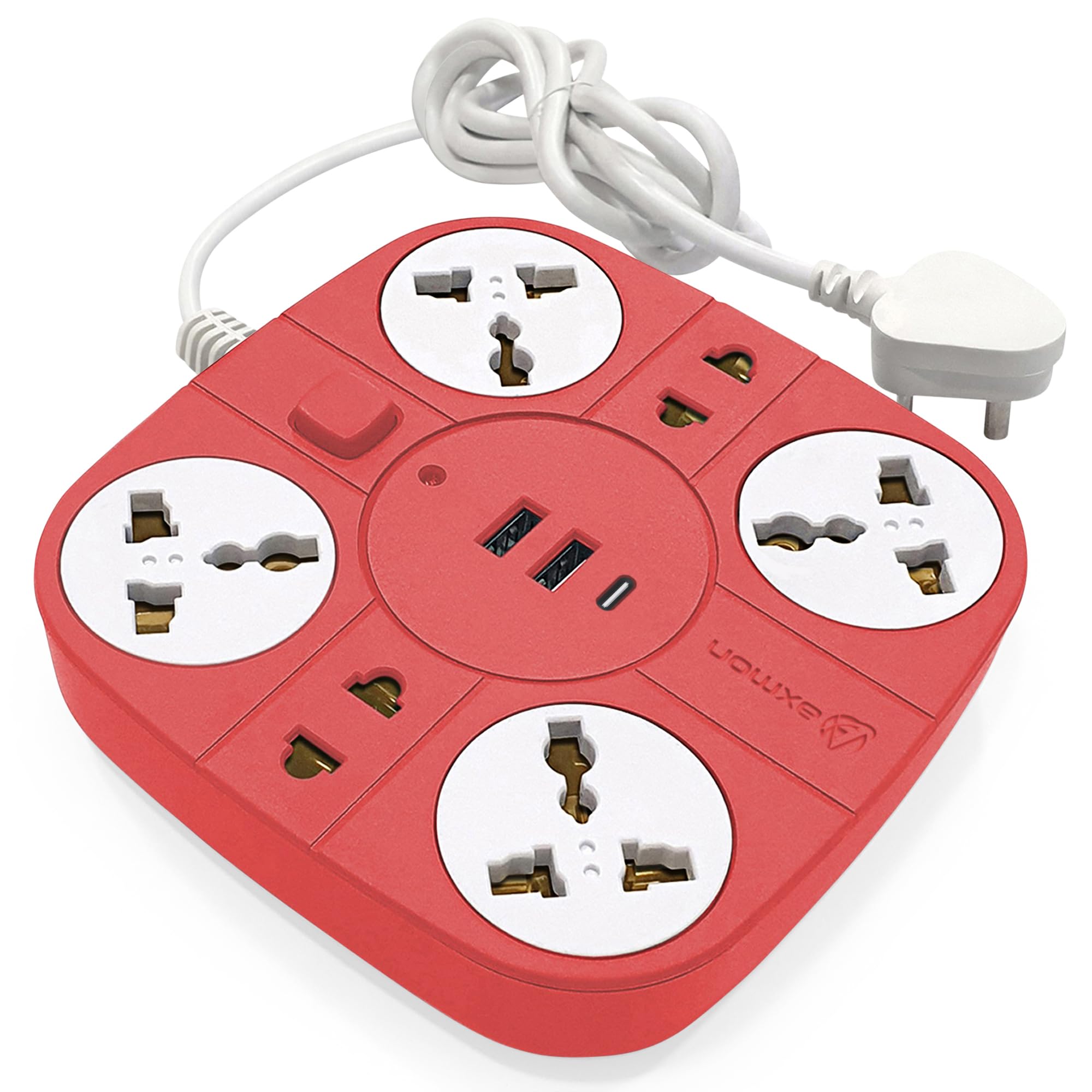 Axmon Extension Board with USB Port [FIRE Resistant] [6 Socket 2 USB Ports] 10 Amp Heavy Duty Multi Plug Extension Cord for Office Home with [1.8 Meter Power Cord] - RED-picture-18