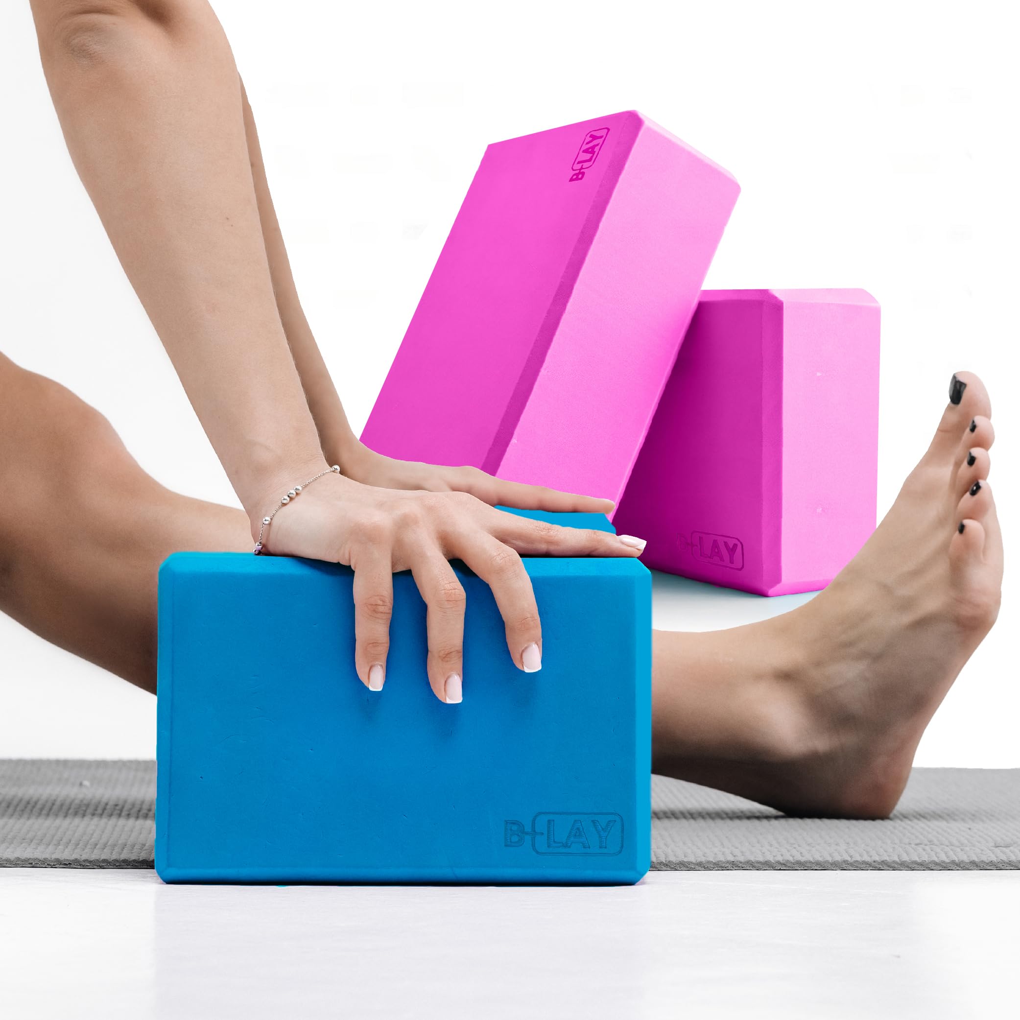 Bloques de Yoga (2 Ud) de Espuma EVA Alta Densidad - Paquete Doble para Pilates, Meditación, Fitness - Accesorios para Principiantes y Usuarios Avanzados (Rosa)