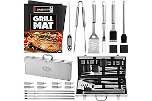 BBQ Grill Accessories Set - Complete 23-Piece Grilling Utensils Kits with Thermometer and Case