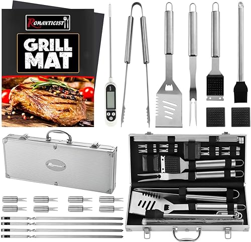 ROMANTICIST 23pcs Must-Have BBQ Grill Accessories Set with Thermometer in