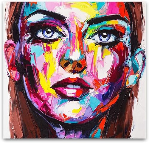 Miniatura 11 de Startonight Arte de pared de vidrio acrílico, retrato en azul y dorado metálico, obra de arte brillante de 24 x 36 pulgadas, decoración del hogar