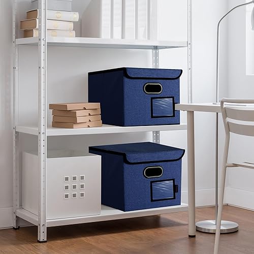 Miniatura 213 de BALEINE - Caja organizadora de archivos con tapa, organizador de carpetas plegable con riel de plástico, caja para carpetas colgantes para Gris