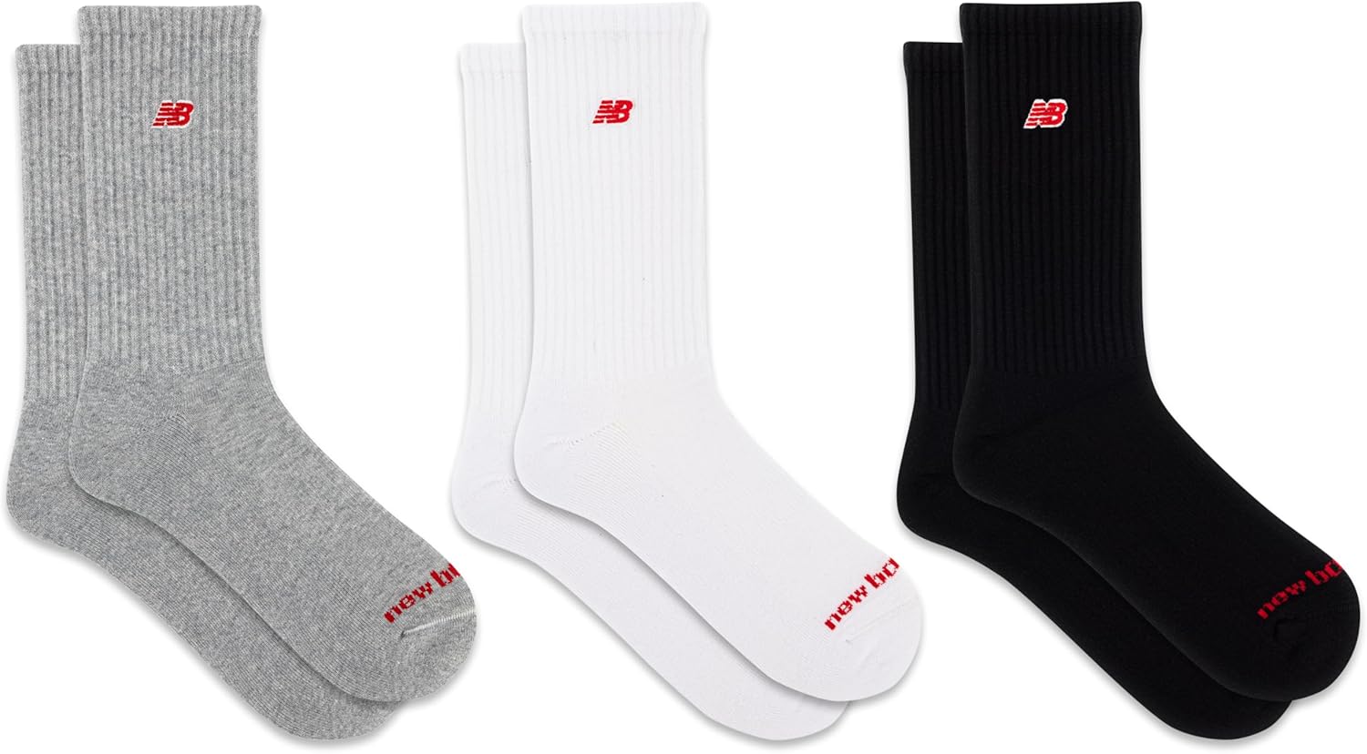 New Balance unisex-adults Men's and Women's Organic Cotton Crew Socks - 3 Pairs - Arch Support - Image 4