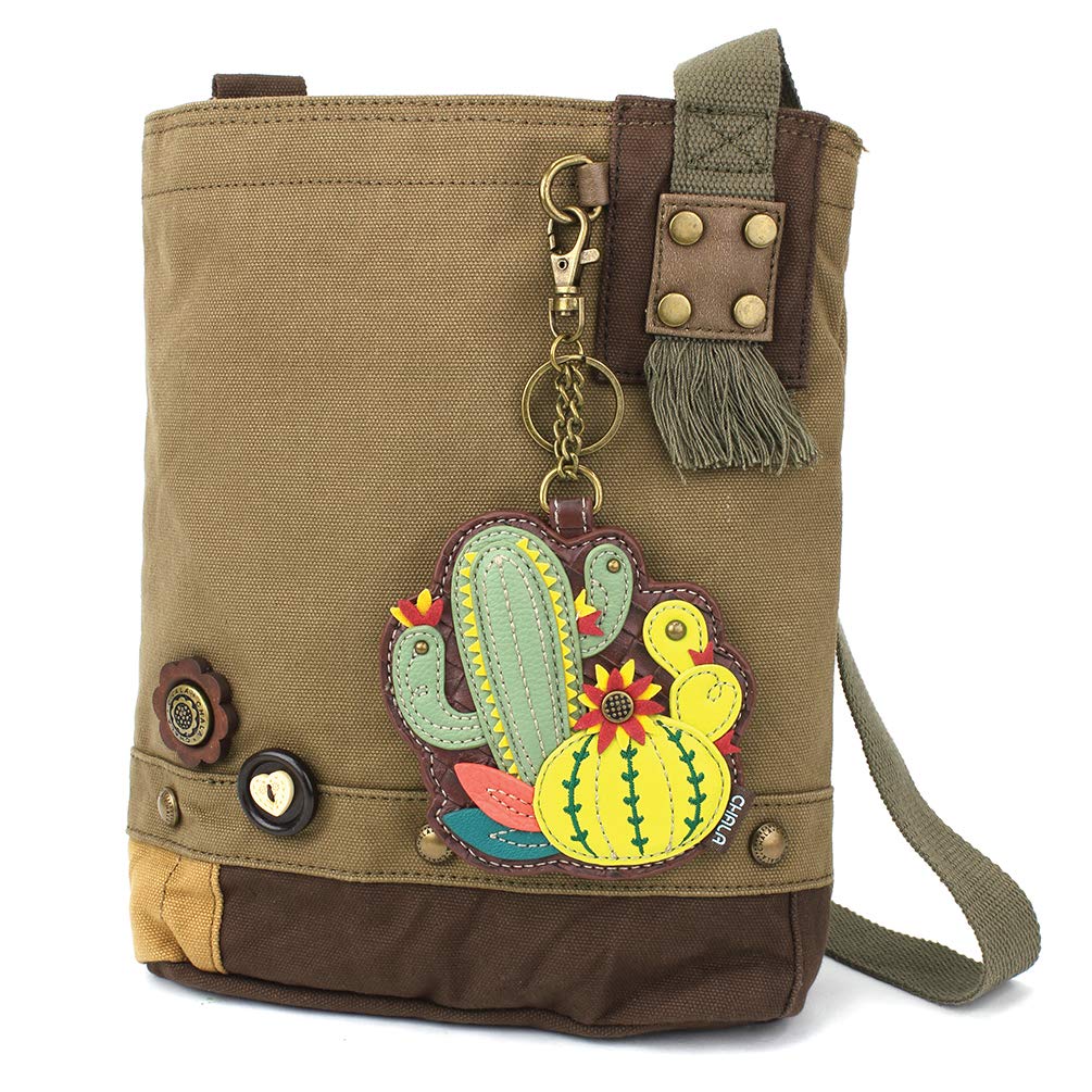 CHALA Patch Cross-Body Women Handbag, Canvas Messenger Bag Olive, Metal Charming Cross - Oliv, Medium — view 22