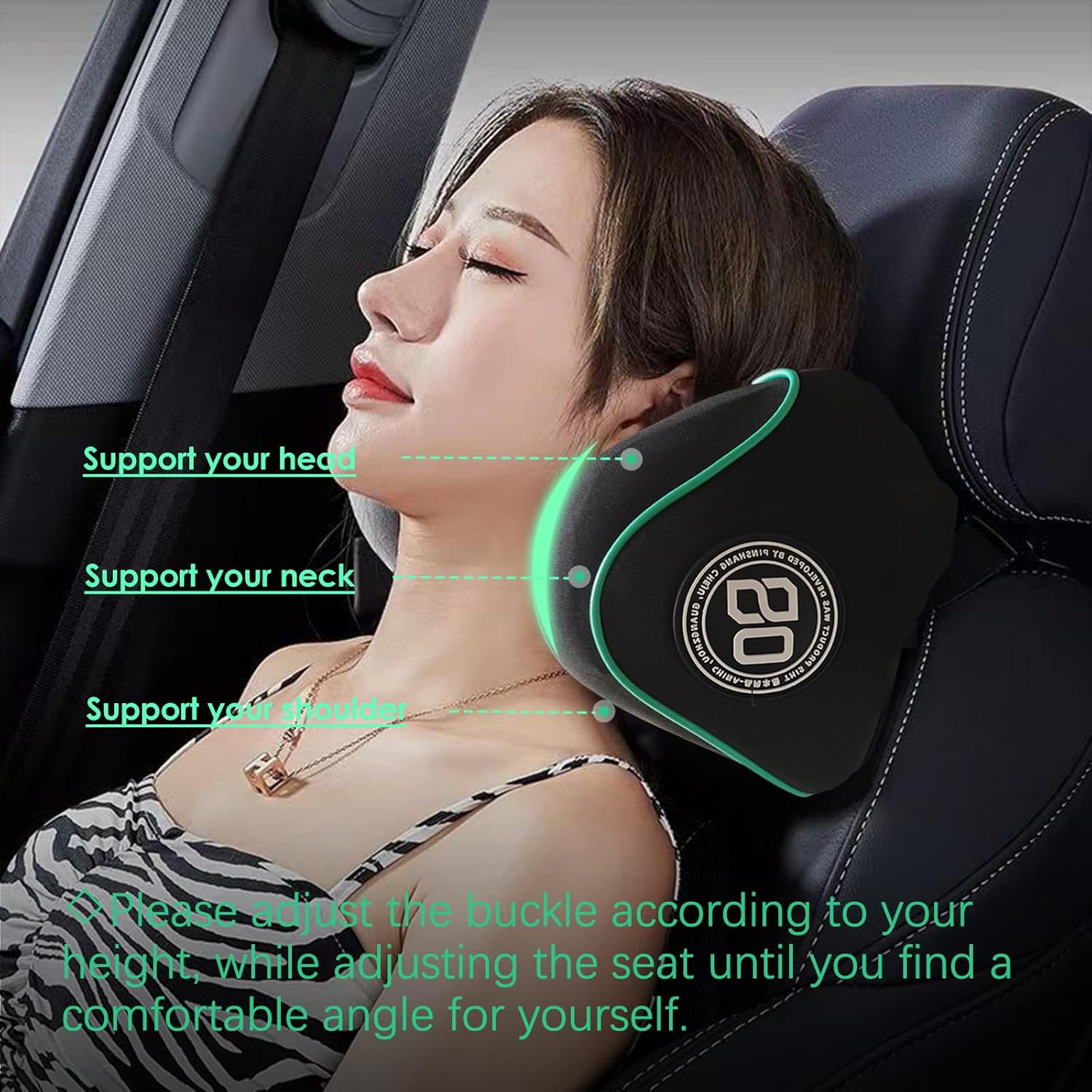 Really Soft Car Headrest Pillow, Car Pillow for Driving with Adjustable Strap, 100% Memory Foam Neck Pillow, Breathable Removable Cover & Ergonomic Design - Travel Car Neck Pillow(Lightblue Side Rope) - Image 5
