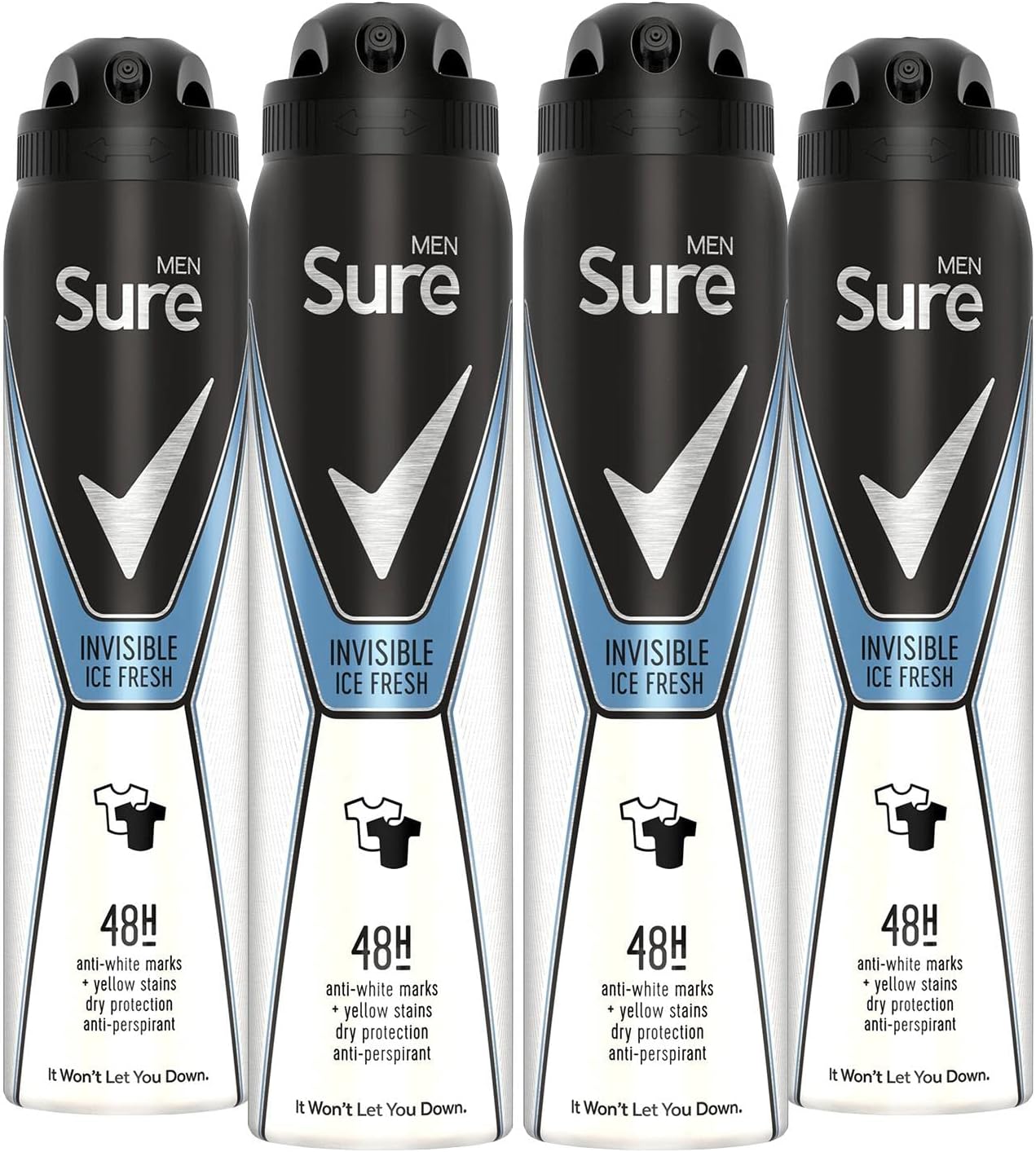 4 x 250ml Sure Men INVISIBLE ICE 48h Anti-Perspirant Deodorant