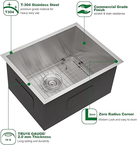Miniatura 98 de Sarlai - Fregadero empotrado con barra, de 10 x 18 x 8 pulgadas, pequeño, de acero inoxidable, de calibre 16, simple, para RV Acero inoxidable,Negro