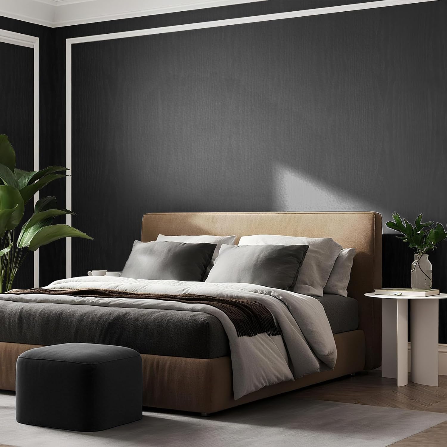 Vinjiasin Black Wallpaper Wood Grain Contact Paper Peel and Stick Wall Paper Waterproof Self Adhesive Thickened Vinyl Wrap for Countertops Cabinets Desk Decorative Film Easy to Clean 15.7" x 118"
