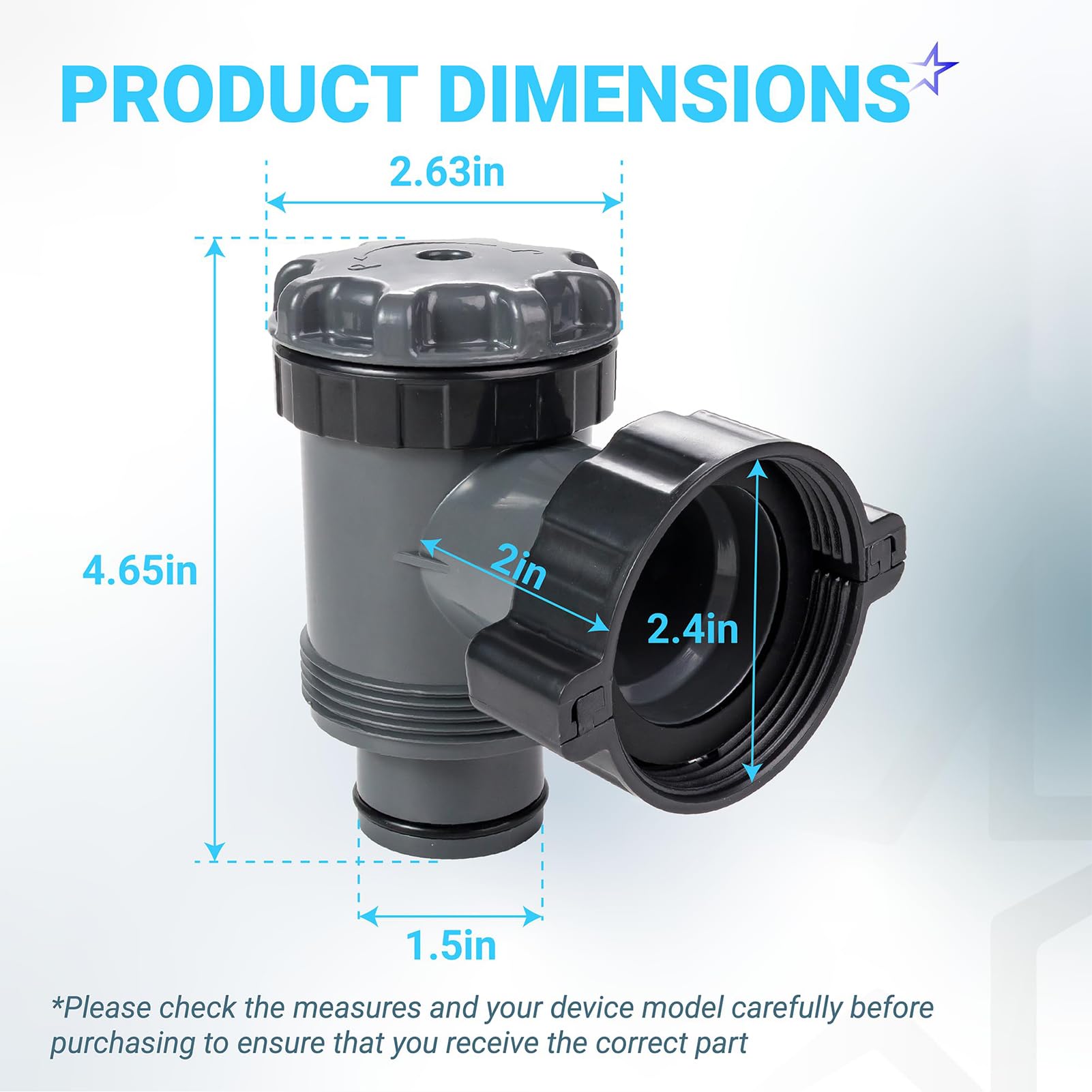 Absperrhahn Pool 38mm für Hnemix Intex Coleman Pool Zubehör, Kolbenventil Pool Anschlüsse, Pool Ersatzteile für Oberirdische Schwimmbecken und Poolfilterpumpe (38mm*2)