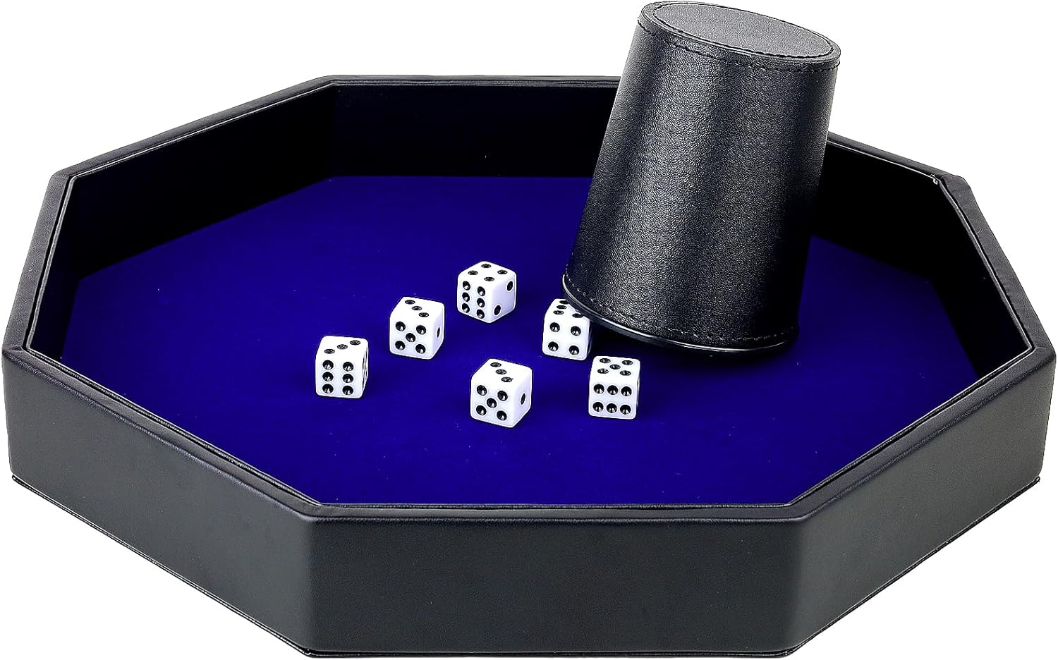 The Bundle of Dice Cup Set and Matching Tray - Black and Blue