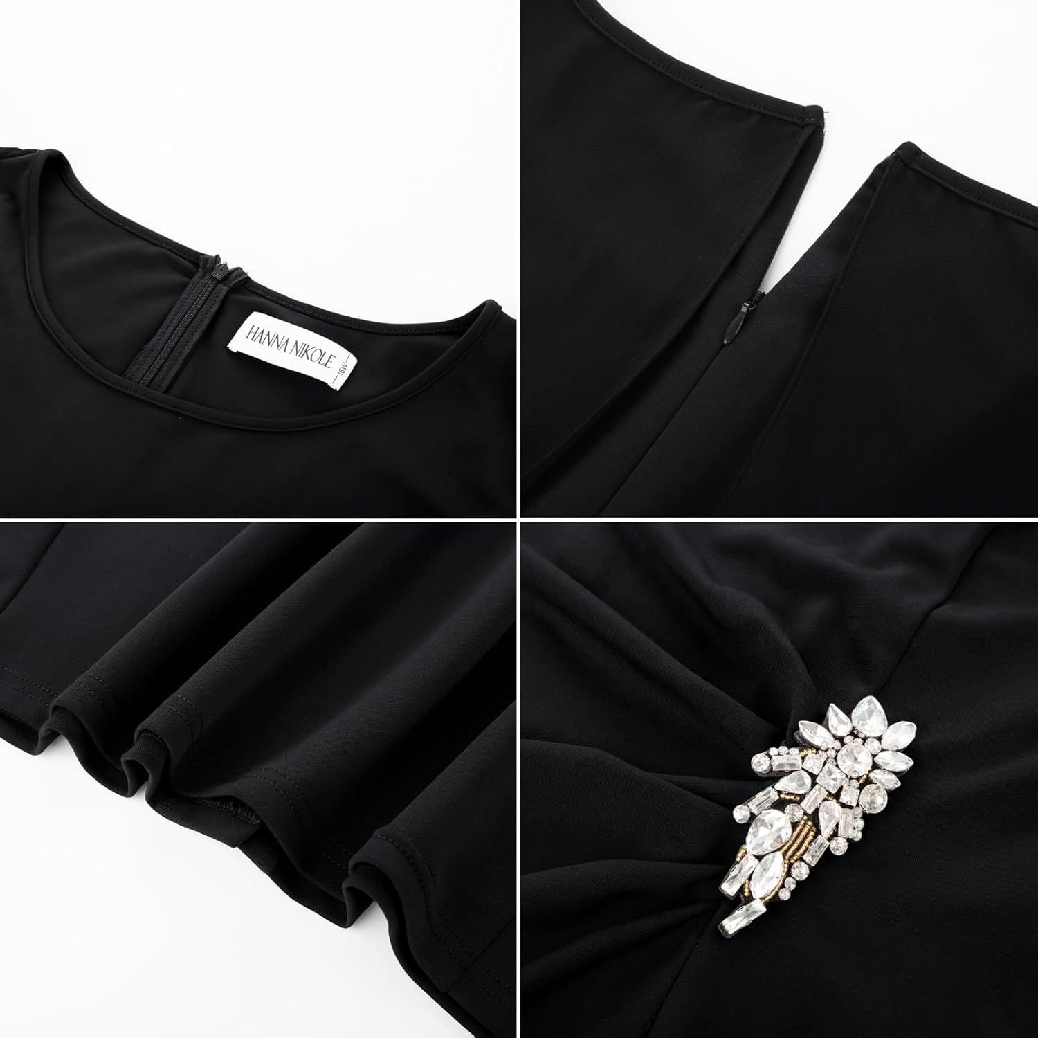 Hanna Nikole Womens Plus Size Chiffon Cape Dress Crew Neck Wedding Guest Dresses Ruched Bodycon Cocktail Pencil Dress - Image 5