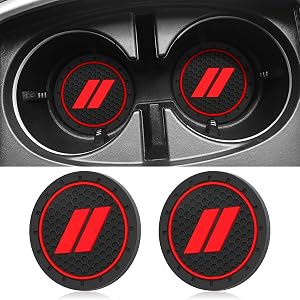 Cup Holder Inserts for Dodge Accessories Charger Challenger Durango SRT | Charger Challenger Durango SRT Dart Journey, Non-Slip Cup Coaster Mats, Center Console Liners Trim, Red