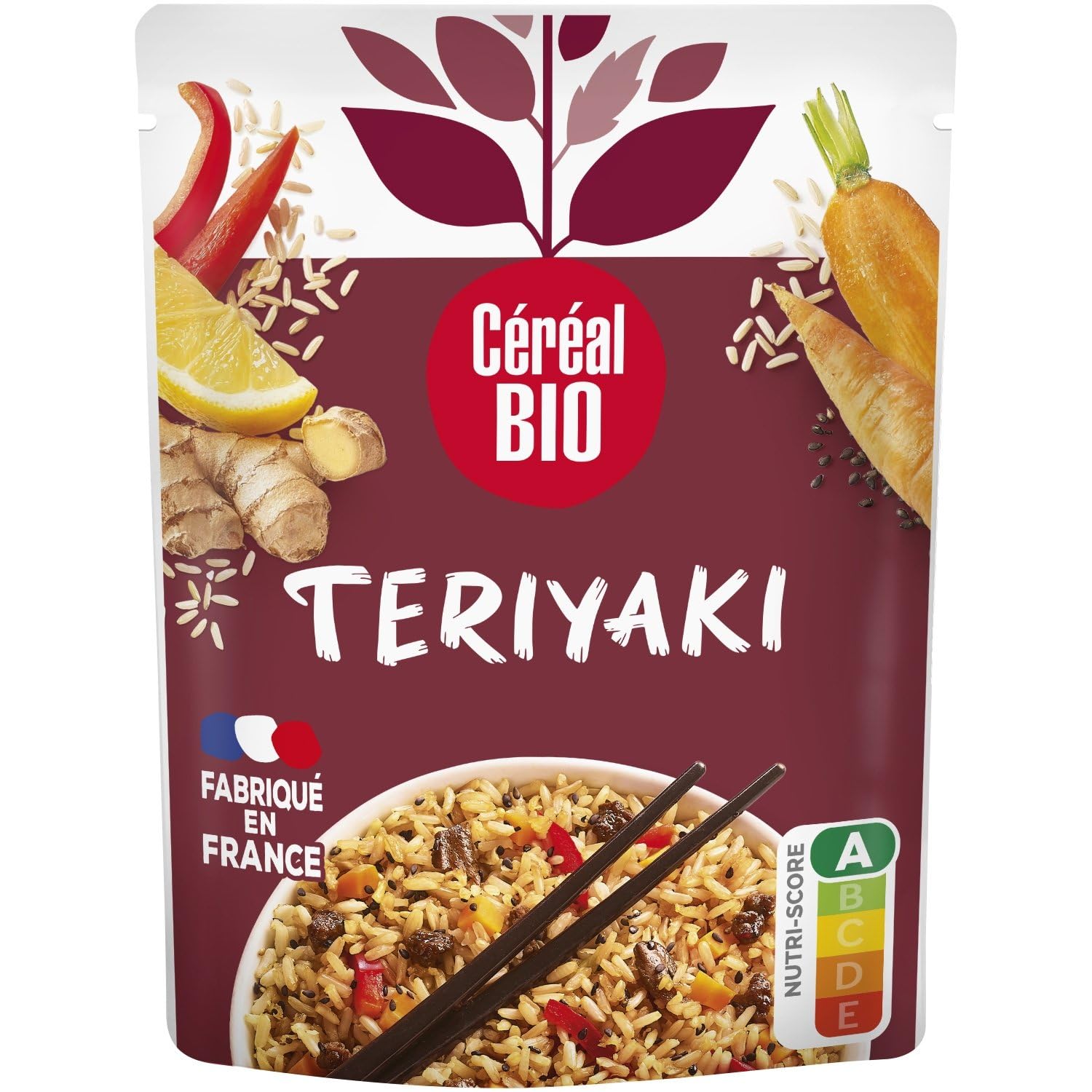 Riz micro-ondes Bio façon teriaki 2mn CEREAL BIO - le sachet de 220g Lot De 4 - Par Lot