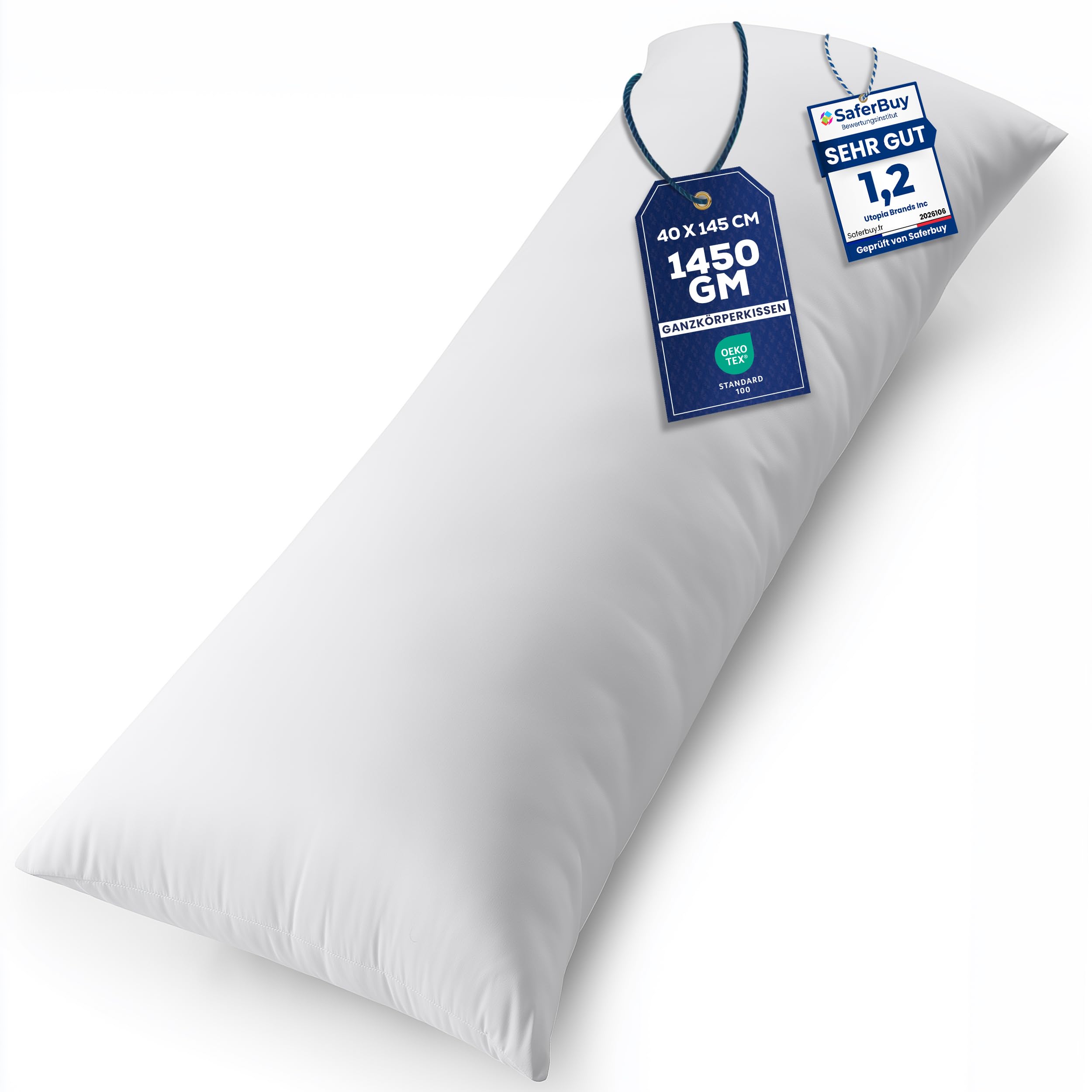 Utopia Bedding Nackenkissen, Ganzkörperkissen, weiche Hohlfaserfüllung, langes Schwangerschaftskissen zur Unterstützung der Mutterschaft und für Seitenschläfer