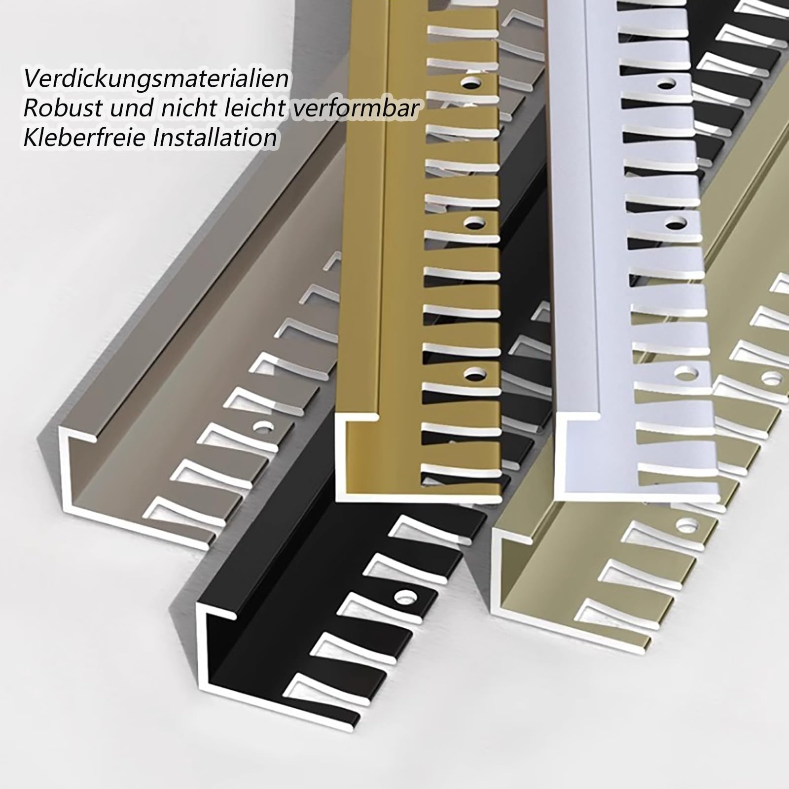 Protección De Bordes para Suelos Tiras De Moldura Flexibles En Forma De C Perfil De Junta 90 Cm* 3 Piezas para Un Acabado Sin Costuras En Baldosas(Gold,H:12.5MM)