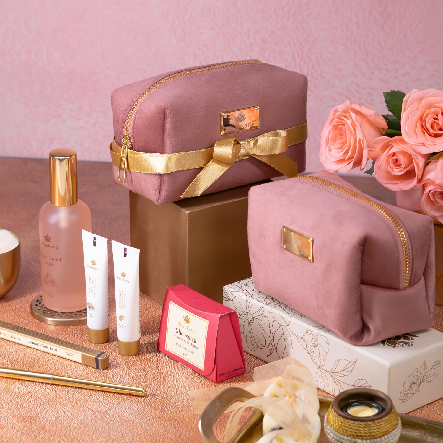 Shankara Love Your Skin Valentine's Gift Set, Ayurvedic Skincare & Beauty Kit, Gheesutra Lip Butter, Hand & Foot Cream, Hydrating Cleanser, Rose Facial Mist & Kohl Kajal, Nourishing & Hydrating Self-Care Kit, Perfect for Gifting & Daily Use-image-48