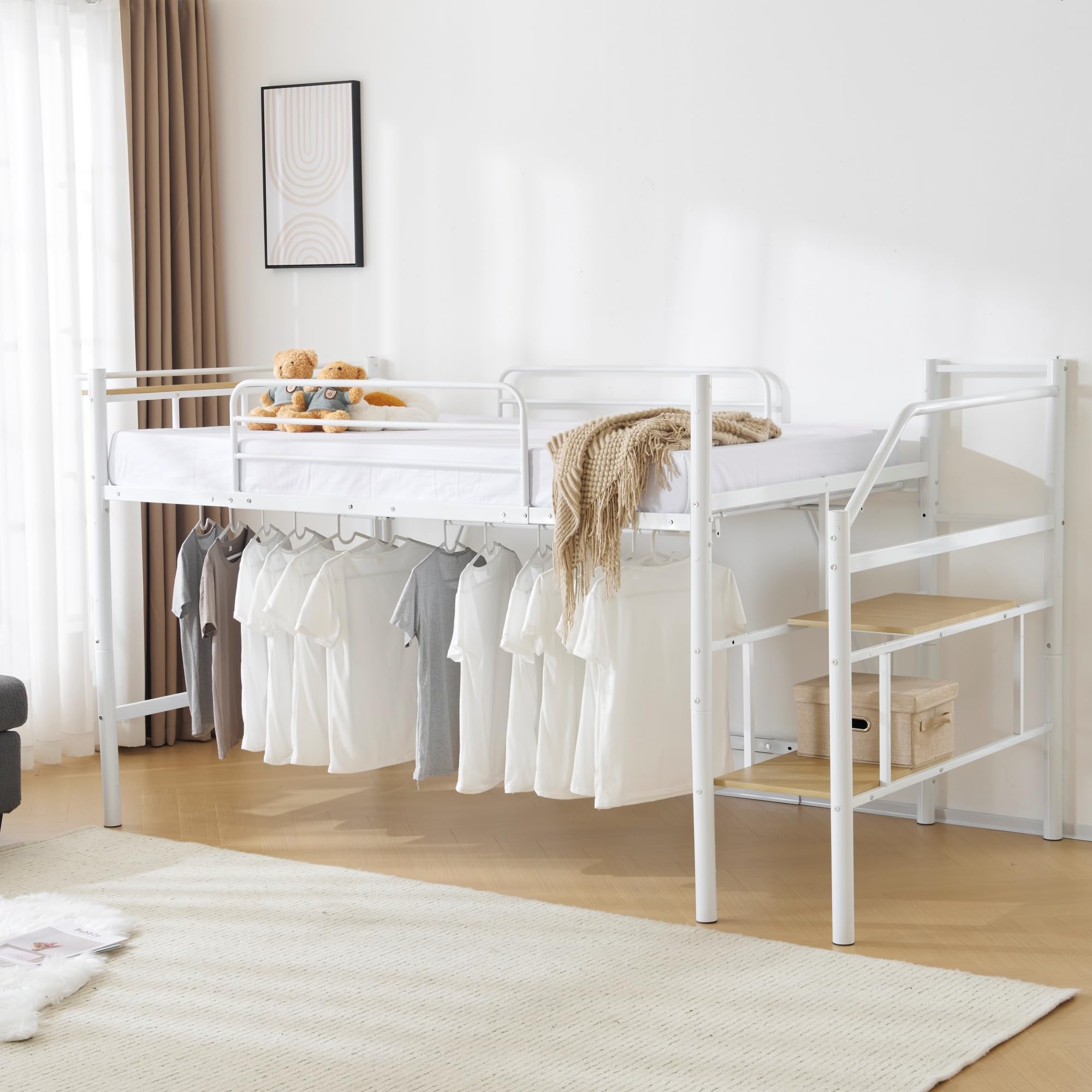 限定価格！ロフトベッド（S） 高さ110cm下収納 省スペース WHITE 