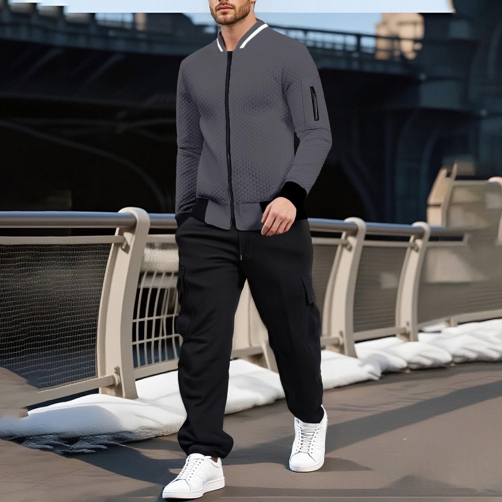 Tute da Ginnastica Uomo Maniche Lunghe Giacca invernale con cerniera Sports Jogging Pantaloni Leggero Sportiva Set Completa Felpa Tracksuit,Tuta Sportiva Uomo Invernale,Regalo Natale Halloween