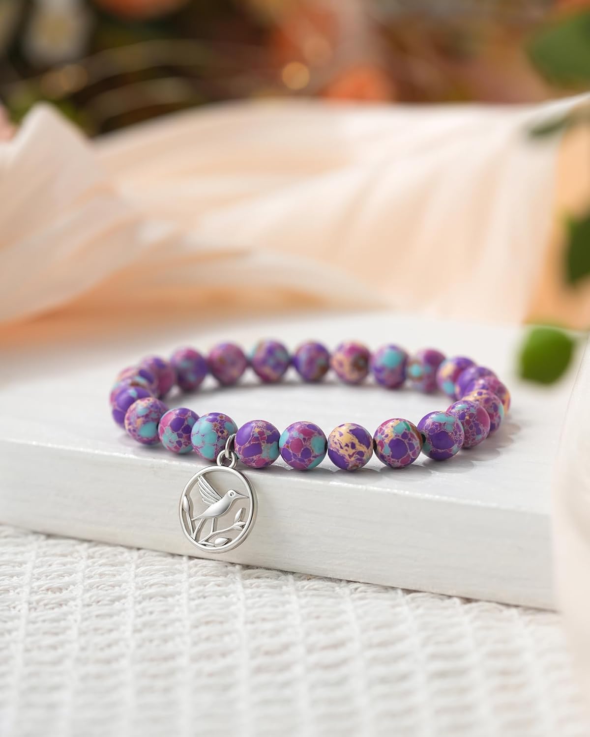 Hummingbird Gifts for Women, Natural Stone Bracelets with Quote Card - Image 4