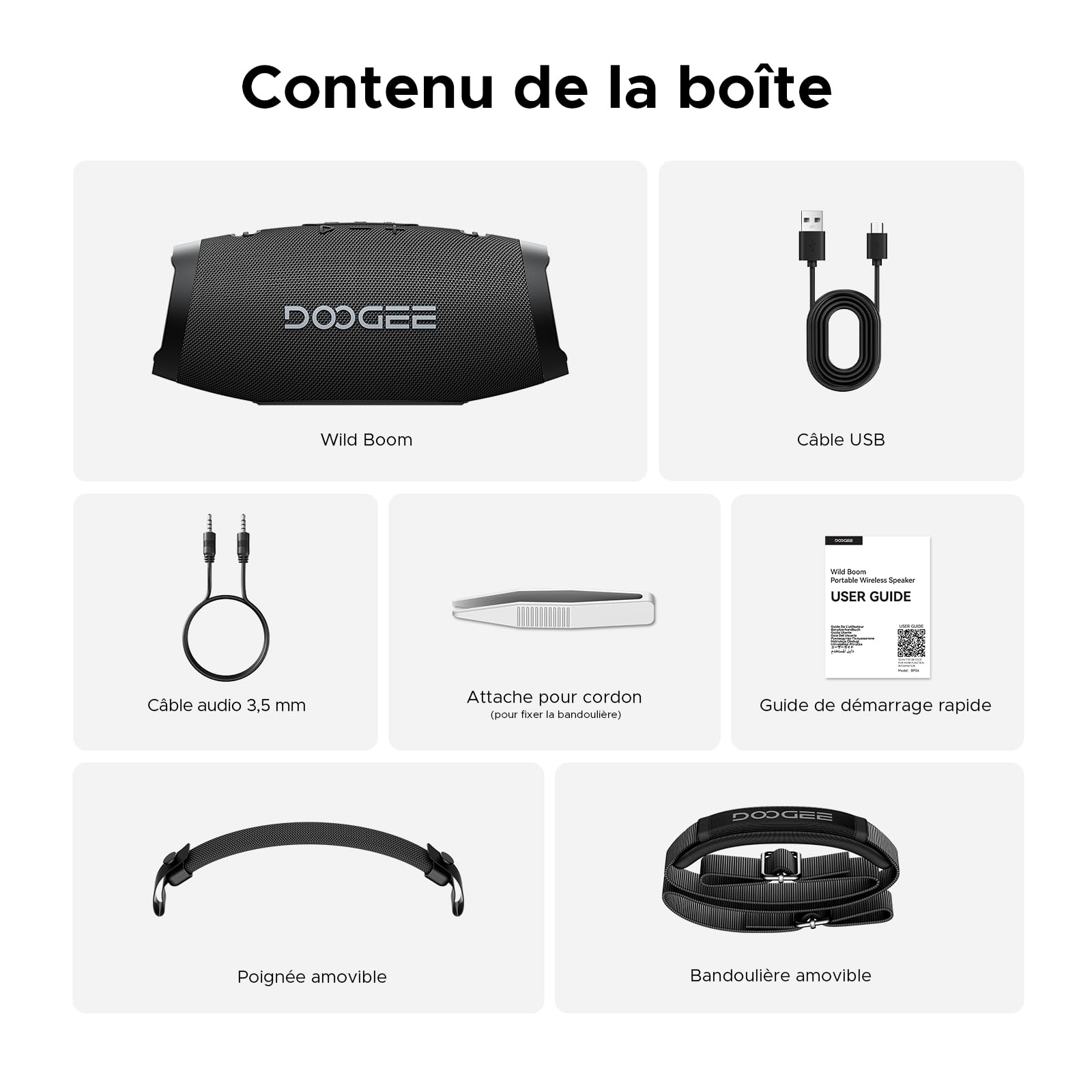 Enceinte Bluetooth Puissante Portable avec Bass Puissantes, 100W Crête, 60W Subwoofer, Deux 20W Tweeters, Autonomie 20H, Lumière RGB, TWS Haut Parleur sans Fil IP55 Étanche pour Fêtes, Piscine - Noir