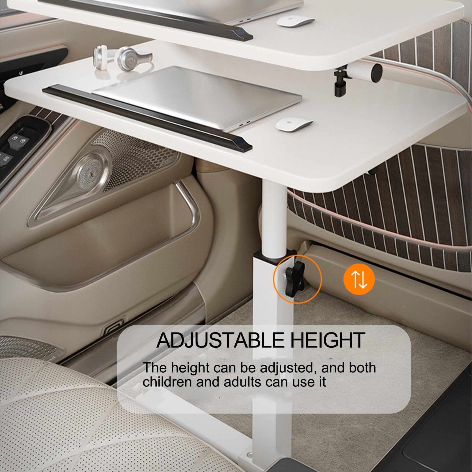 Mesa De Coche Plegable para Oficina, Ajustable Bandeja Portátil para Comer En El Coche, para Ordenador Portátil, Bandeja De Comida En El Soporte(Black 2,60 * 40cm/23.6 * 15.7in)