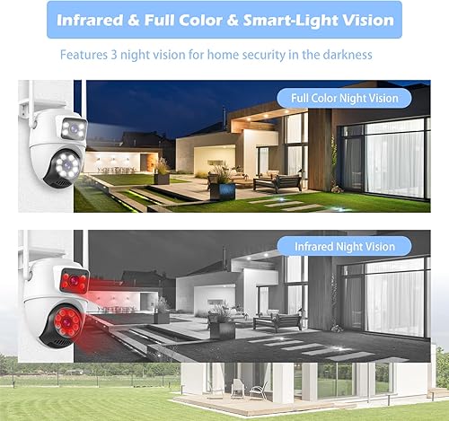 Miniatura 5 de Cámaras de seguridad de 6 MP para exteriores enlace de doble lente, cámara de vigilancia WiFi de 6 MP, vista de 360, detección humana, seguimiento