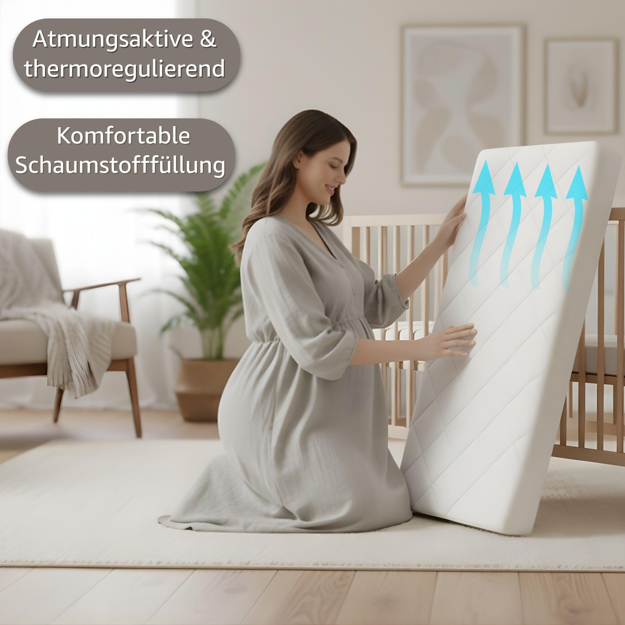 Totsy Baby Matelas cododo 90x50 cmpour nacelle Berceau couffin bébé Naissance Enfant Poussette Landau Rectangle Parc Nouveau-né Nourrisson Confortable – Respirant & Lavable 90 x 50 Oeko-Tex