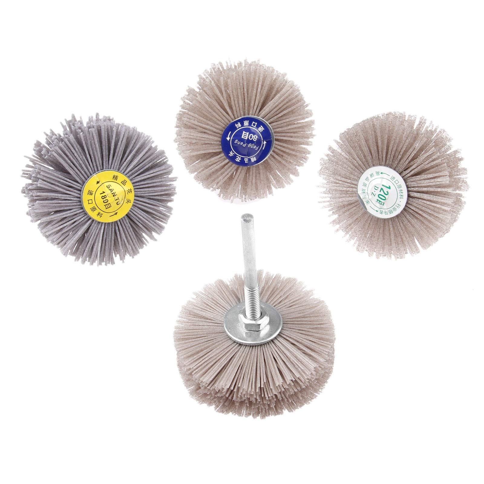 Cabezal de pulido y esmerilado 4pcs Abrasive Nylon Cepillo de rueda pulido pulido pulido Muela 80# 120# 180# 240# for accesorios de herramientas rotativas