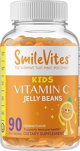 SmileVites - Gomitas de vitamina C, apoya la salud inmunológica, sin gluten, gelatina ni OMG, veganas, kosher, sabor a naranja para niños (90