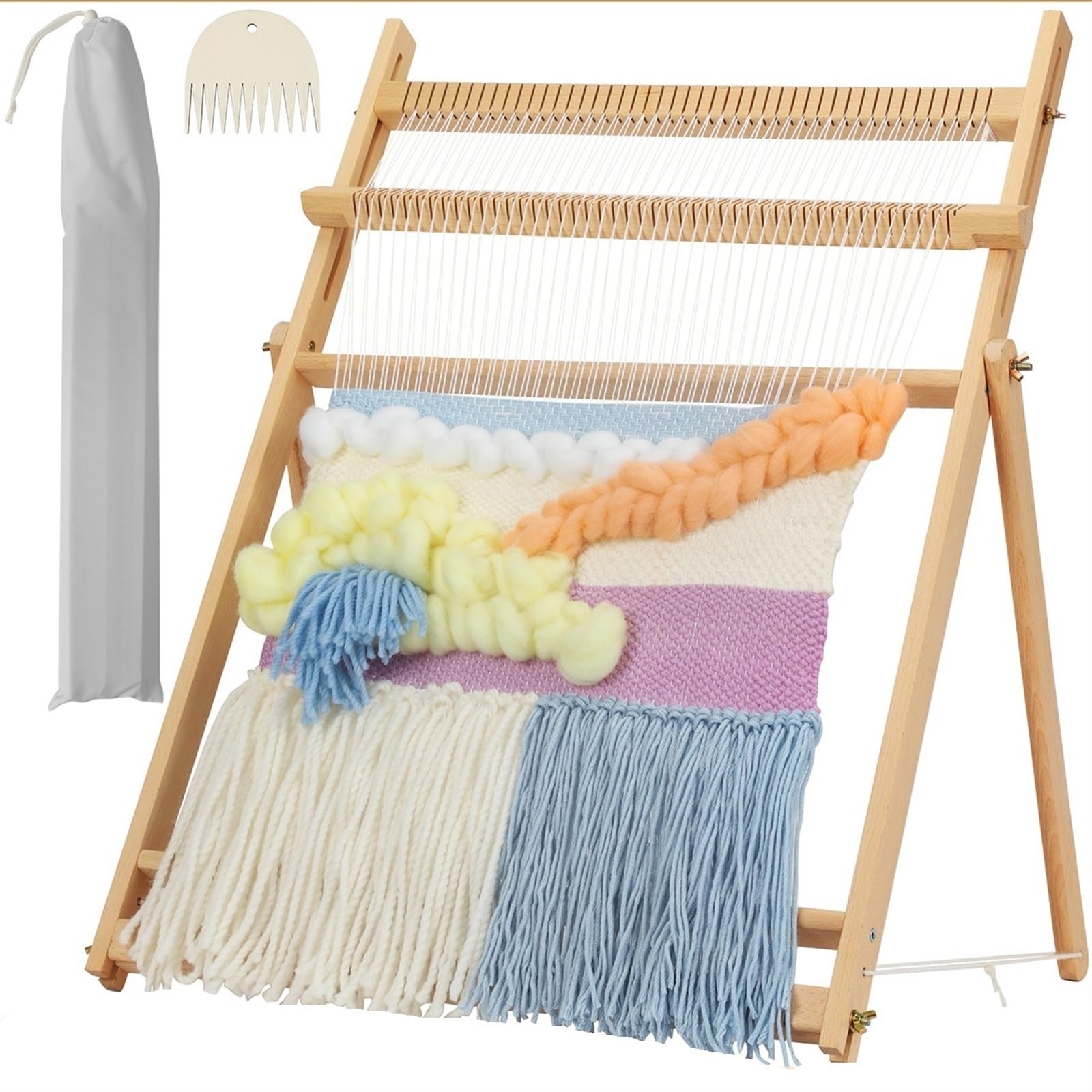 Webrahmen Aus Holz Webstuhl aus Holz, extragroß, DIY-Web- und Strickwerkzeug-Set for Wandteppiche, Kunsthandwerk for Anfänger, 70 x 50 cm