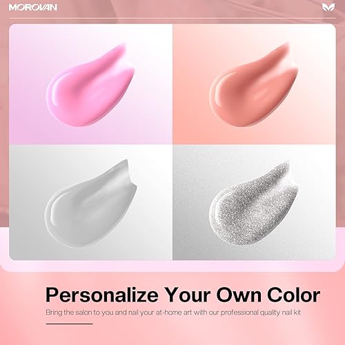 Miniatura 2 de Morovan Kit de uñas de gel de polietileno para principiantes  Kit de uñas de gel de polietileno con lámpara U V rosa nude altamente transparente,