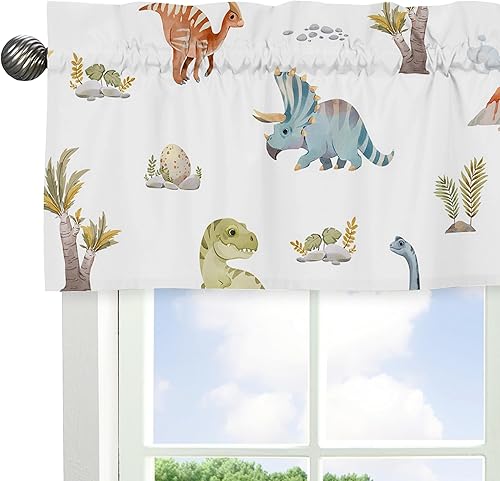 Miniatura 10 de Sweet Jojo Designs Cenefa de animales de la selva para tratamiento de ventana, cenefa oscura, verde, amarillo, gris, óxido, naranja, blanco y negro,