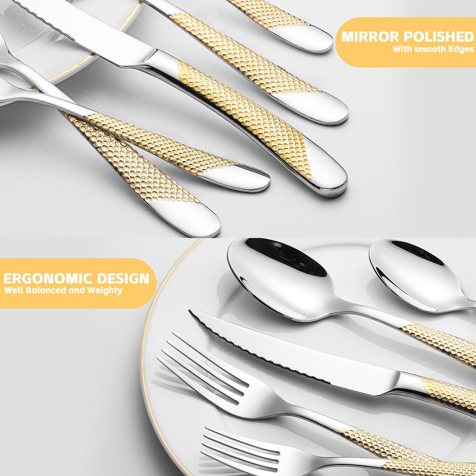60-Piece Silverware Set Stainless Steel Flatware Sets for 12 — Amazon image 3