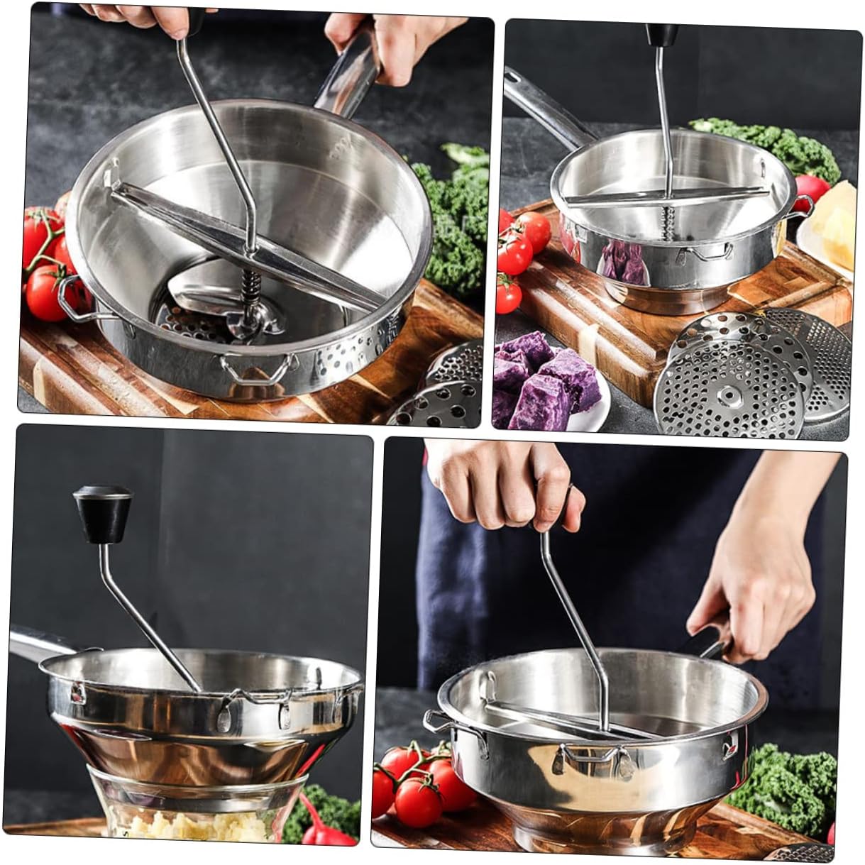 IMIKEYA 1Pc Stainless Steel Food Blender for Vegetable and Fruit Cooking Making Tool with Comfortable to Clean Disassembly for Kitchen Use