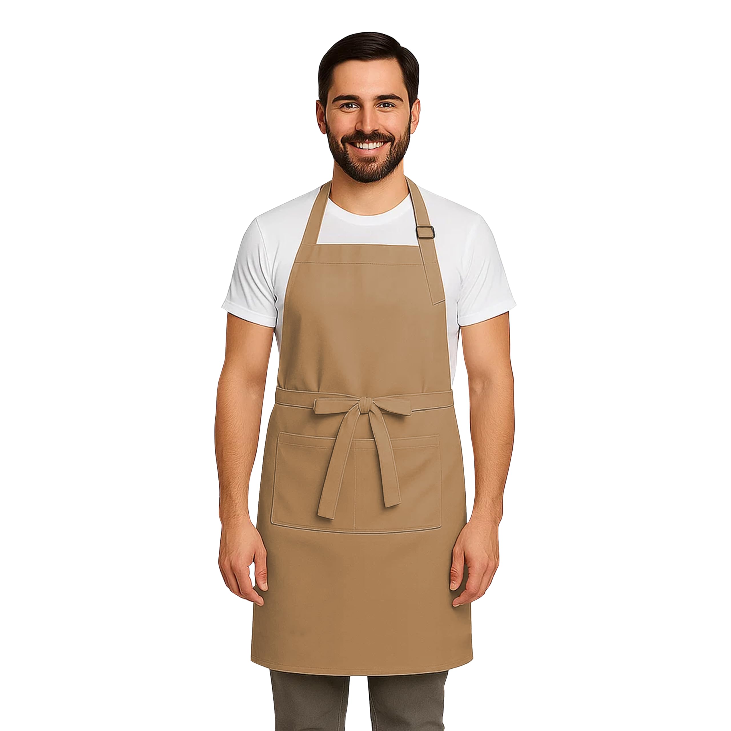 Apron for Men Women Chef Cooking Restaurants Gardening Workshop, Barbers with Adjustable Strap and Two Pockets